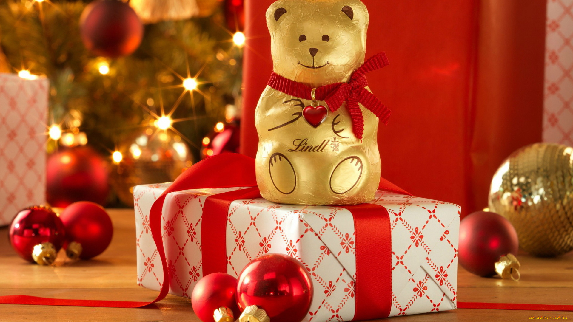 праздничные, подарки, и, коробочки, шарики, игрушки, подарок, мишка, коробка