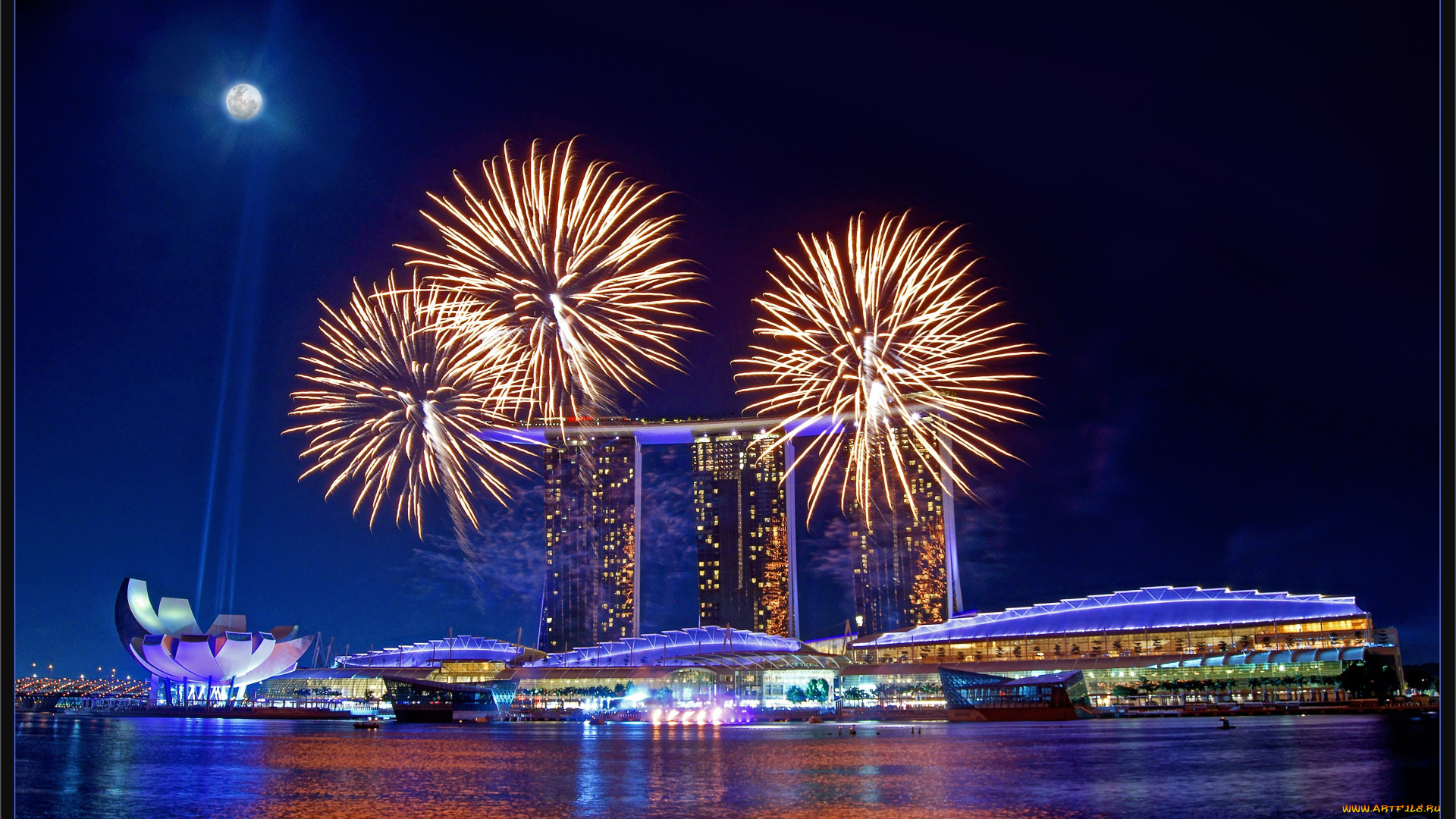 города, сингапур, ночь, город, singapore, огни