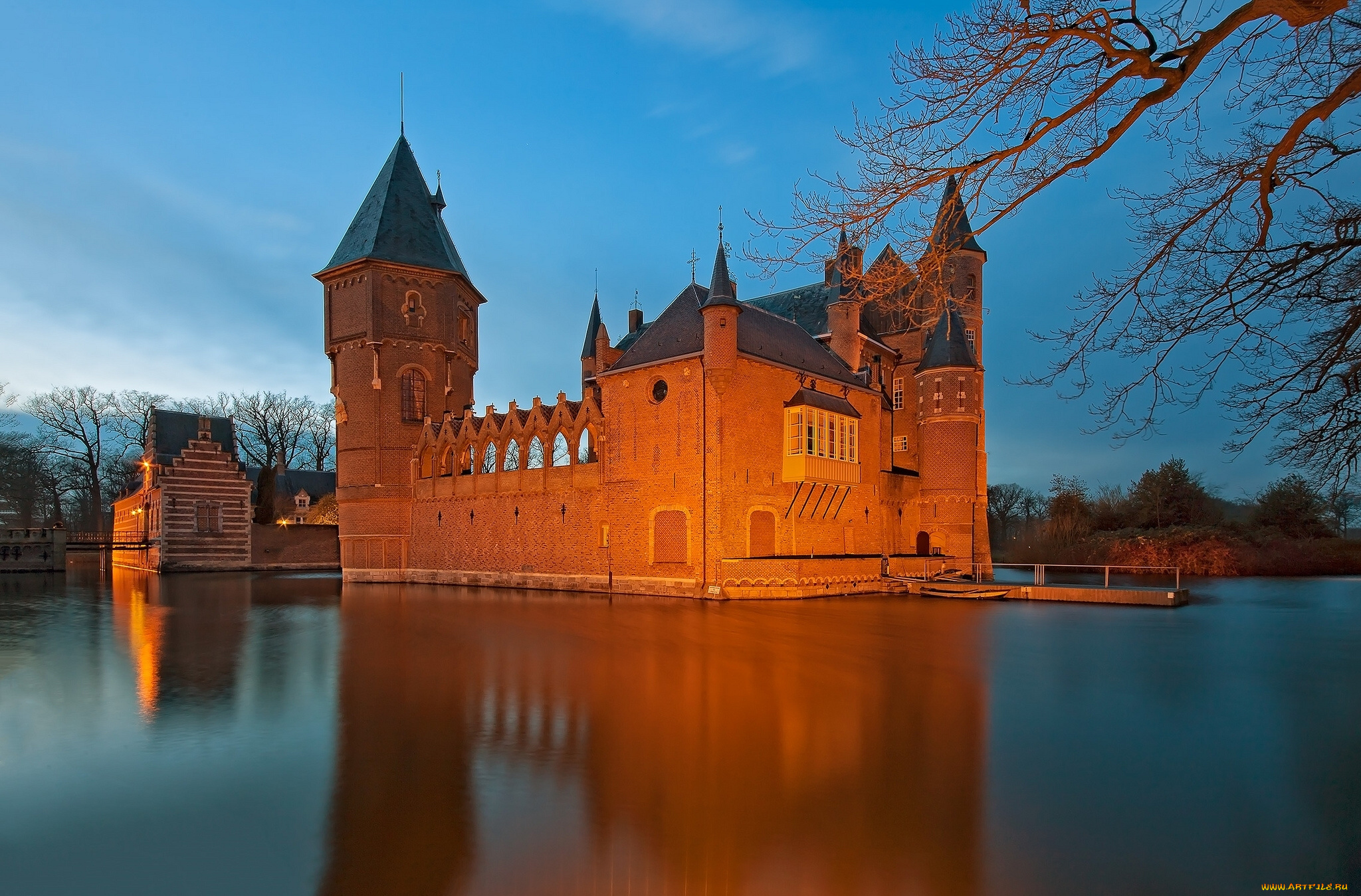 города, -, дворцы, , замки, , крепости, heeswijk, castle, netherlands, замок, хейсвик, нидерланды, ров, вода