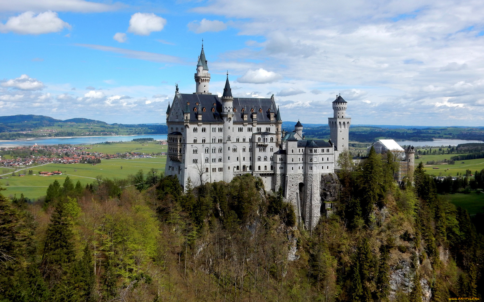 neuschwanstein, fairytale, castle, города, замок, нойшванштайн, , германия, замок, панорама