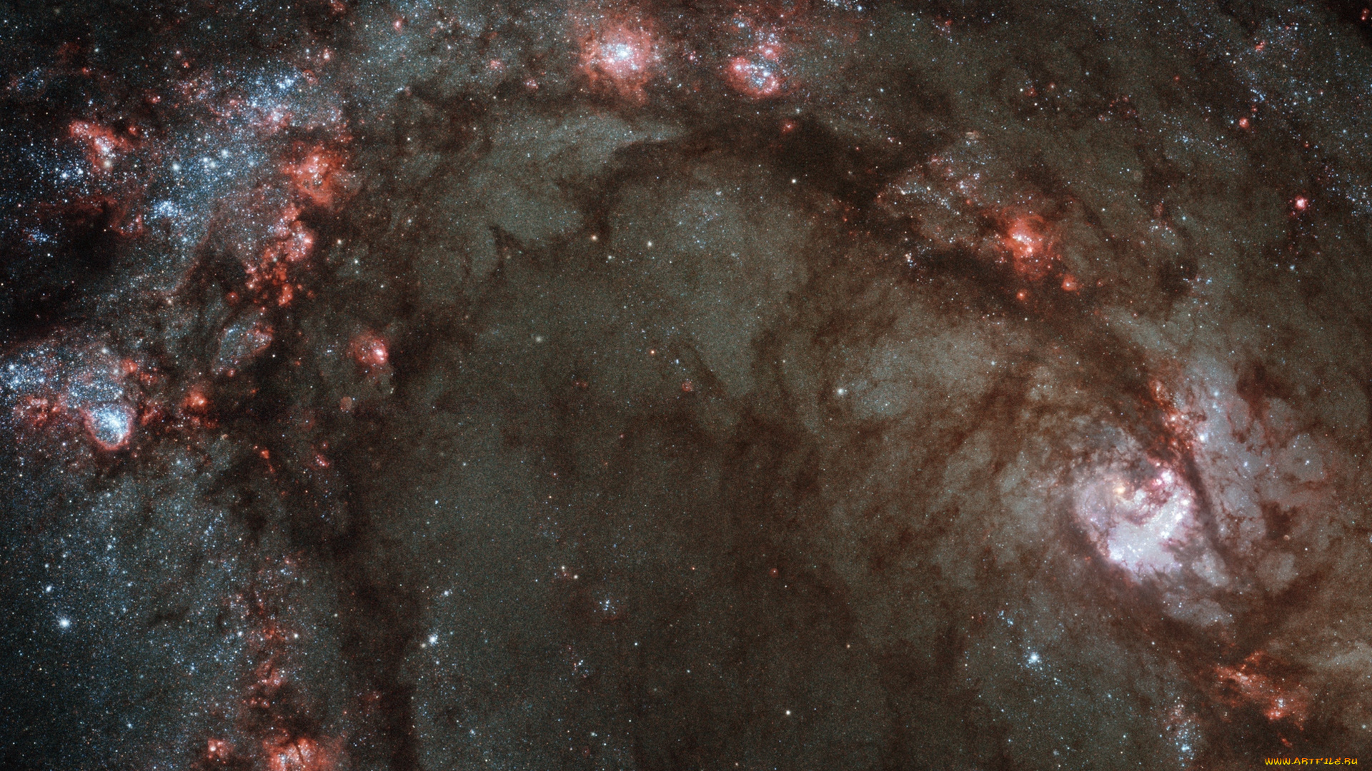 центр, m83, космос, галактики, туманности