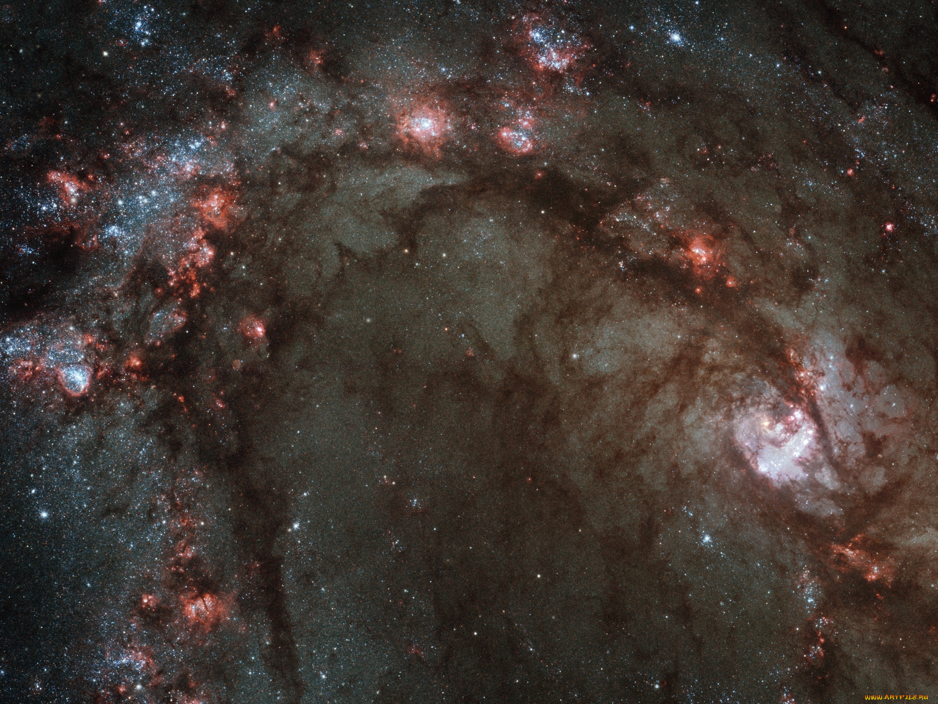 центр, m83, космос, галактики, туманности