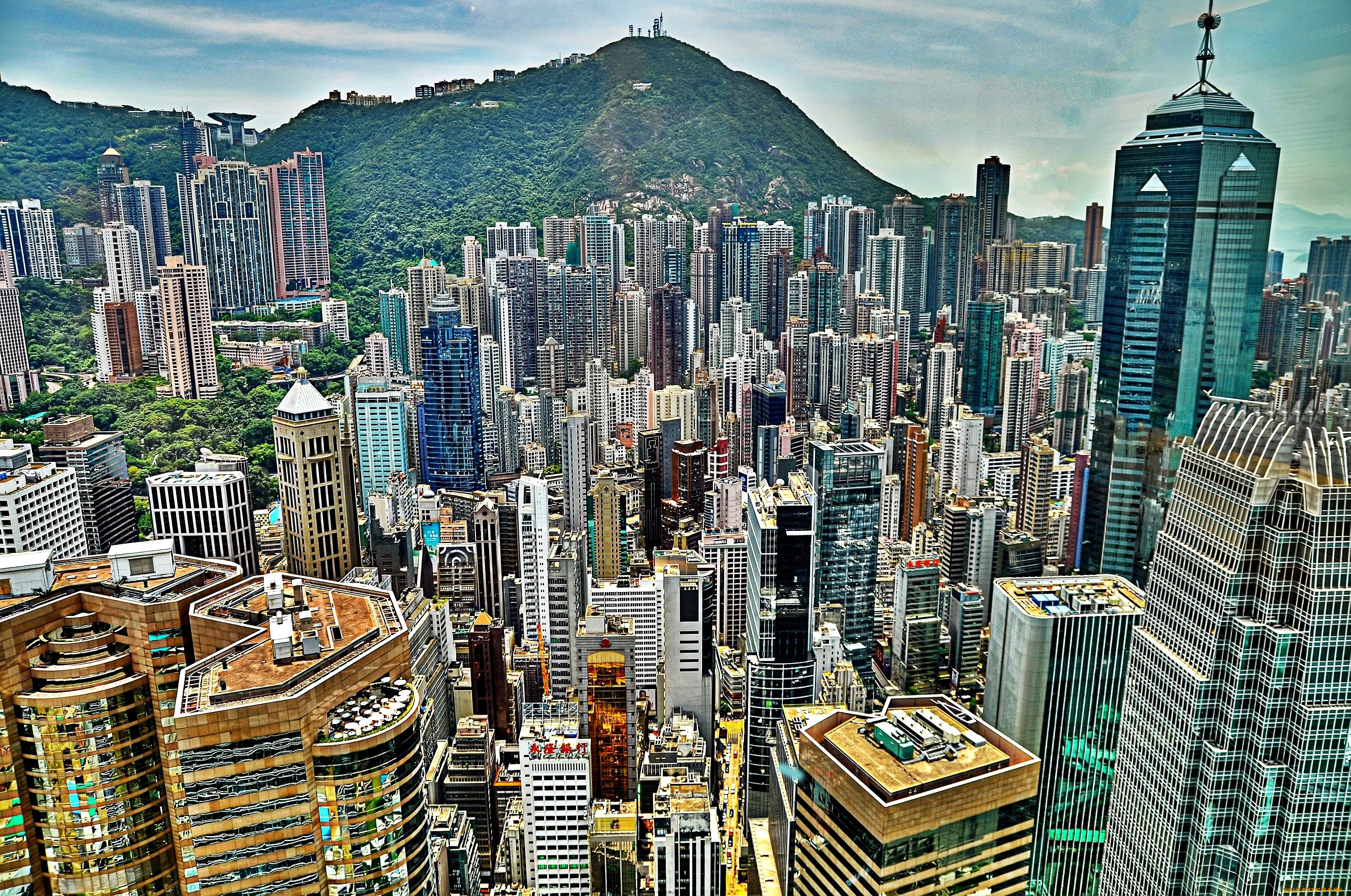 города, гонконг, китай, панорама, небоскребы