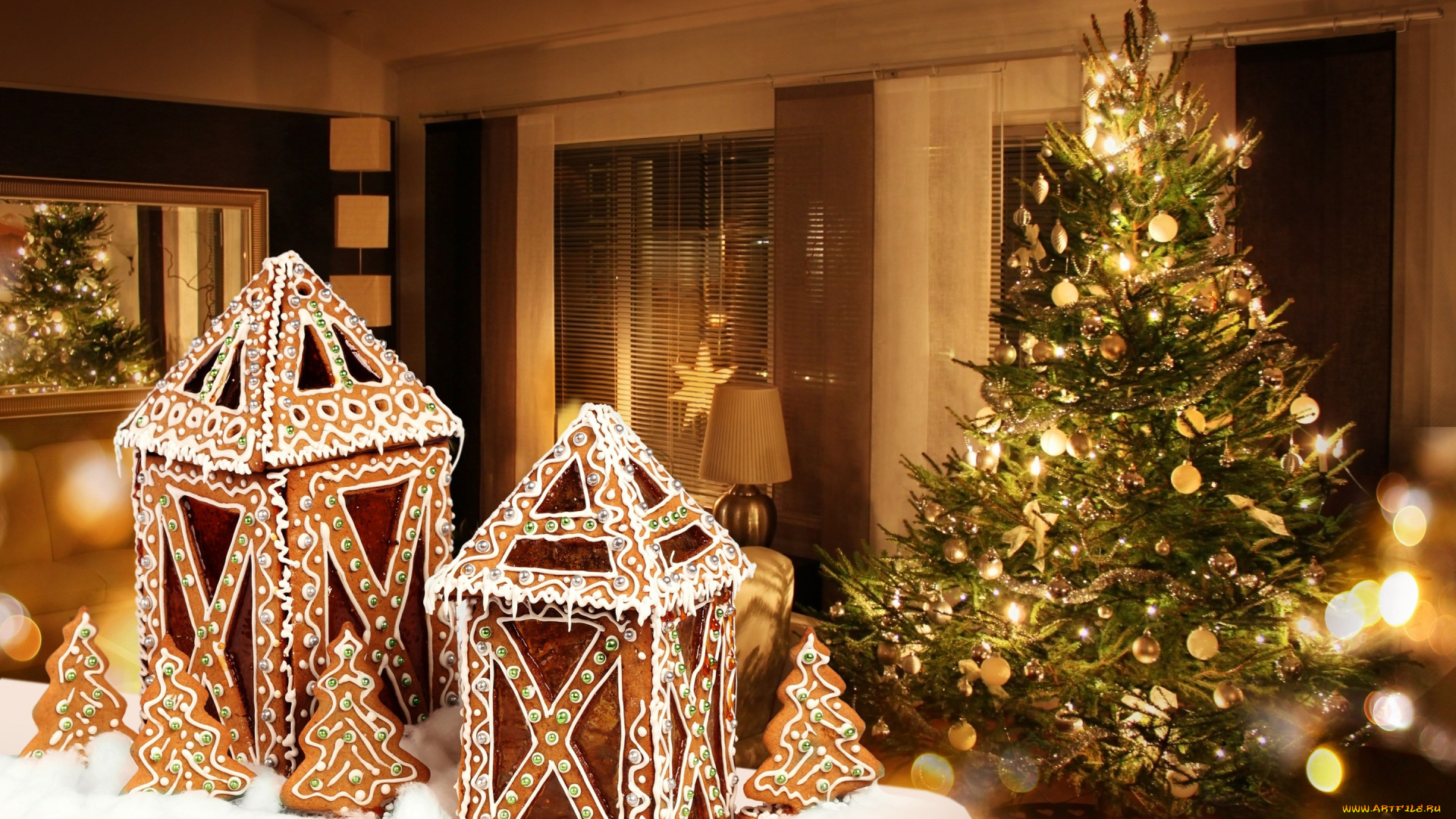 праздничные, Ёлки, lantern, decoration, christmas, merry, фонарики, елка, украшения, рождество, новый, год