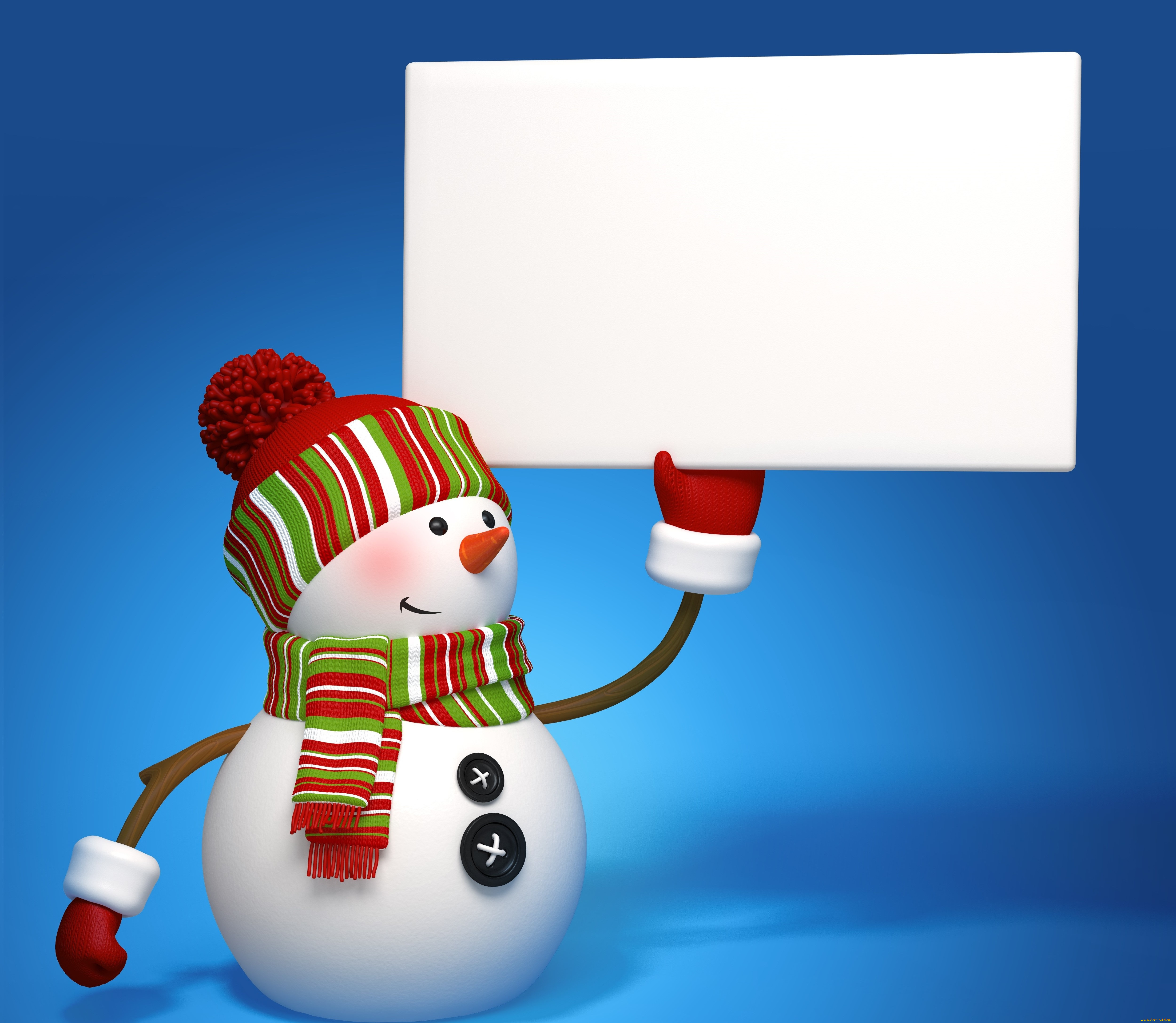 праздничные, 3д, графика, , новый, год, снеговик, year, new, happy, фон, рукавички, шапка, рождество