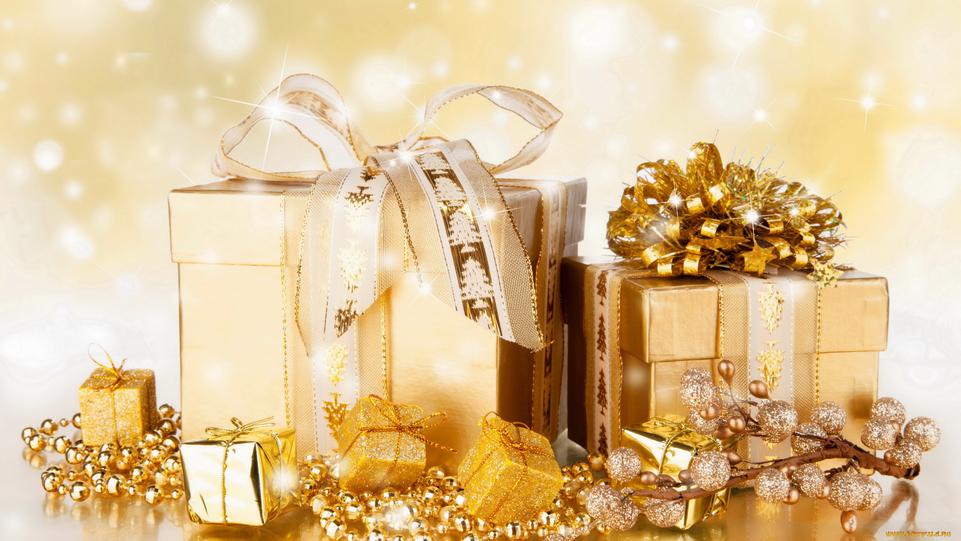праздничные, подарки, и, коробочки, подарки, бусы, мишура