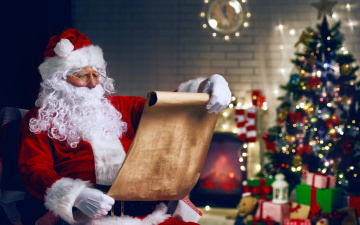Картинка праздничные дед+мороз +санта+клаус елка подарки санта