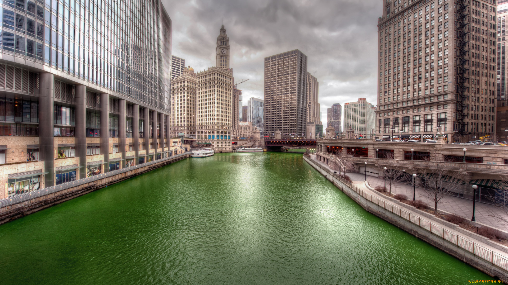 chicago, города, Чикаго, сша, река, здания, набережная