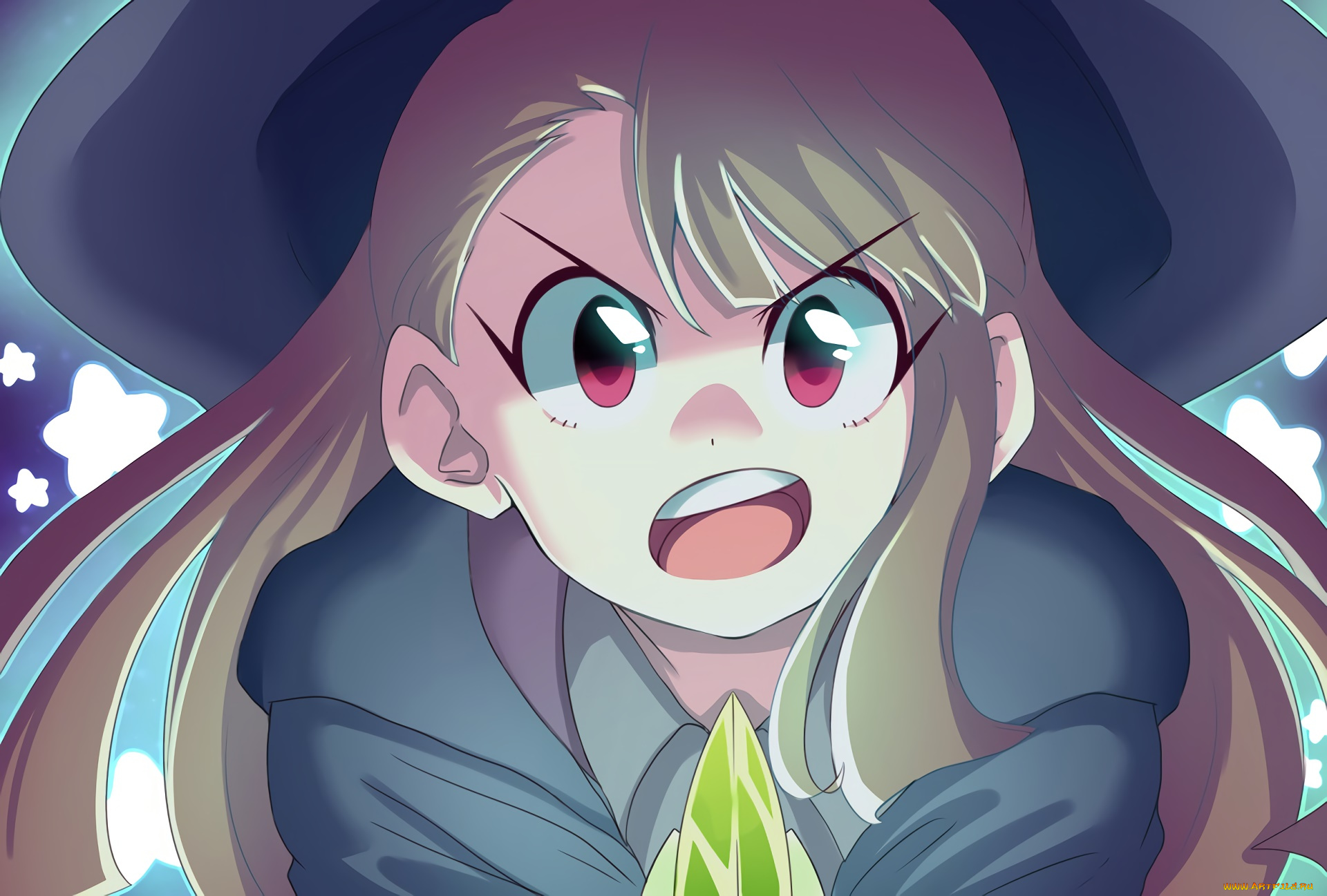 little, witch, academia, аниме, взгляд, фон, девушка