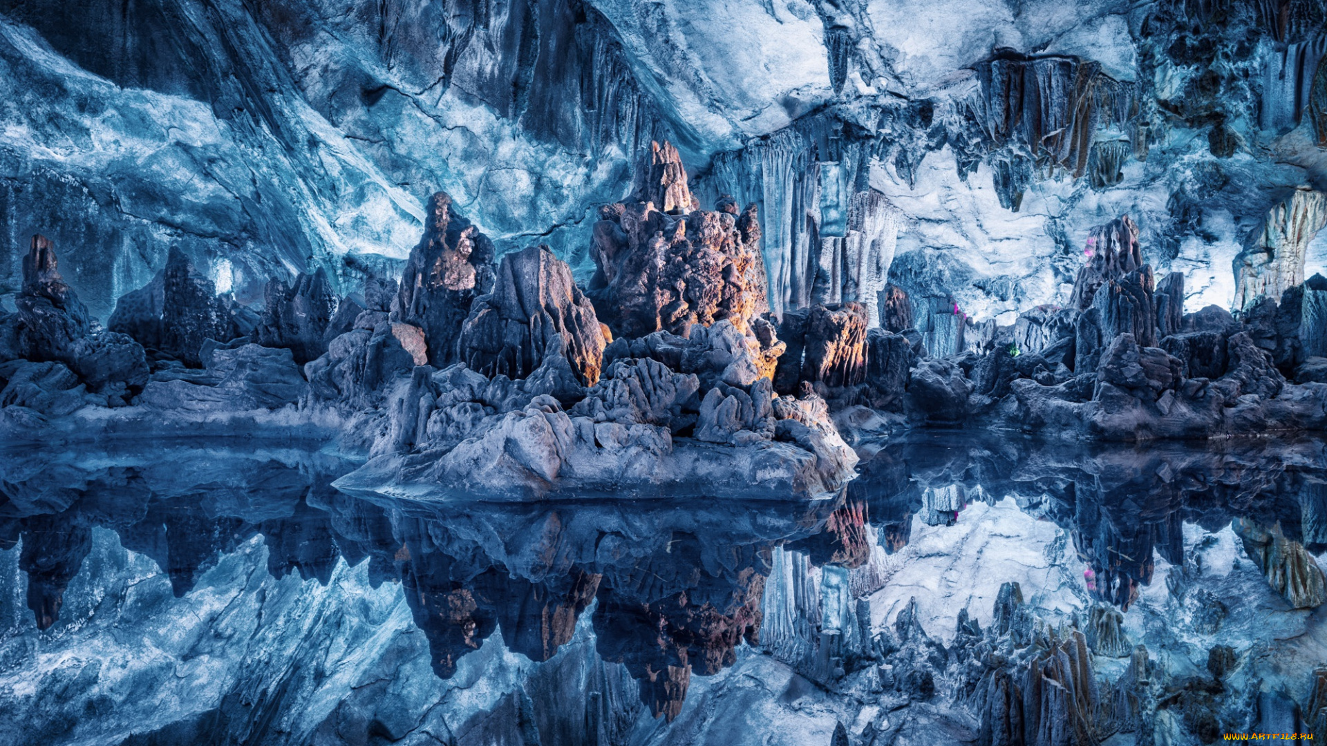 природа, айсберги, и, ледники, blue, cave, water, пещеры, синий, вода, отражение, wallhaven