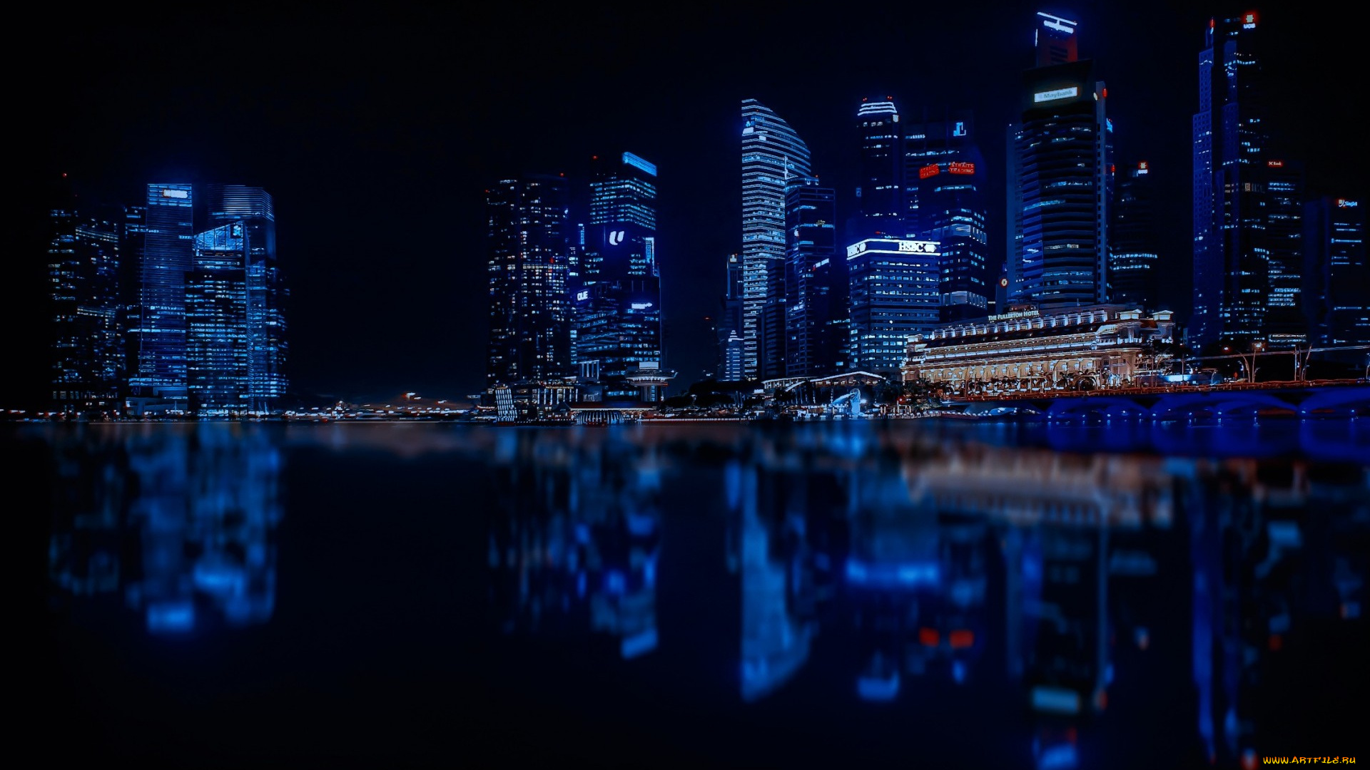 сингапур, азия, города, сингапур, , современные, здания, ночные, пейзажи, набережная, cингапур