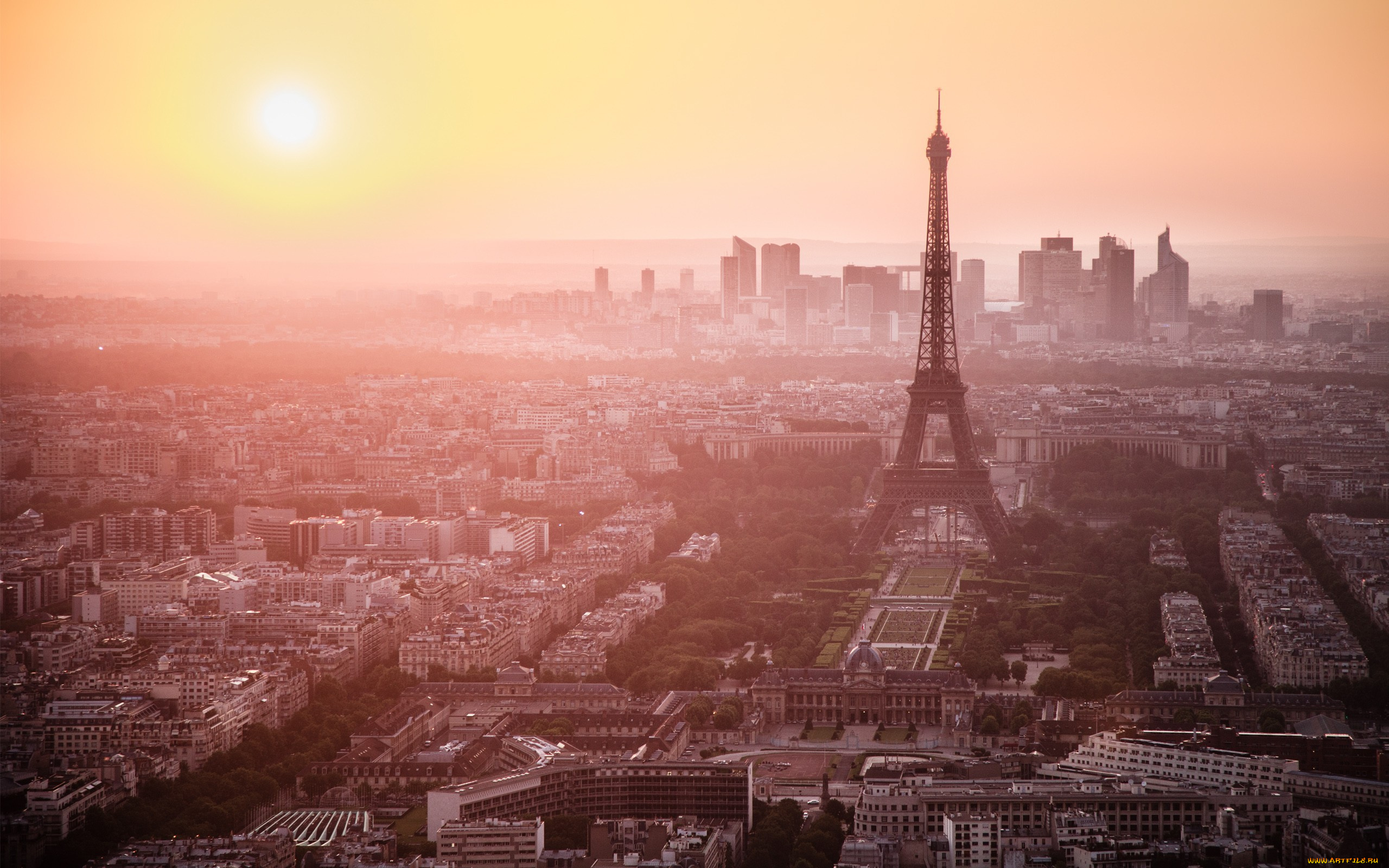 города, париж, франция, город, панорама, эйфелева, башня