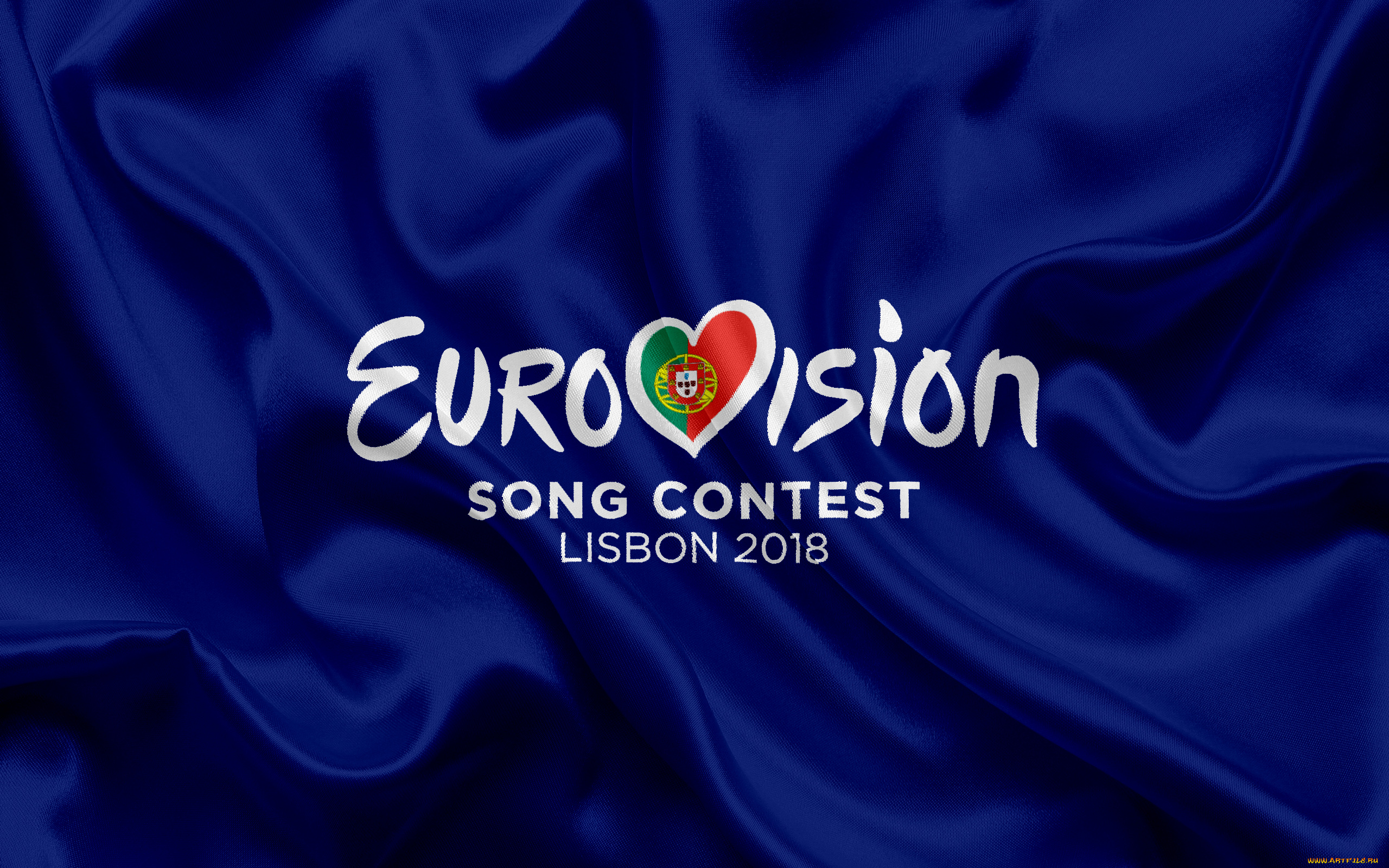 музыка, евровидение, синий, конкурс, надпись, ткань, лиссабон, логотип