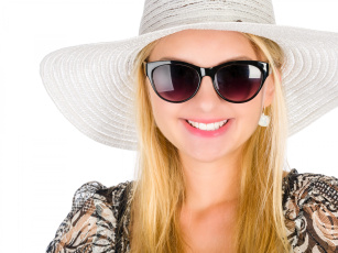 Картинка девушки -+блондинки +светловолосые блондинка улыбка шляпа очки