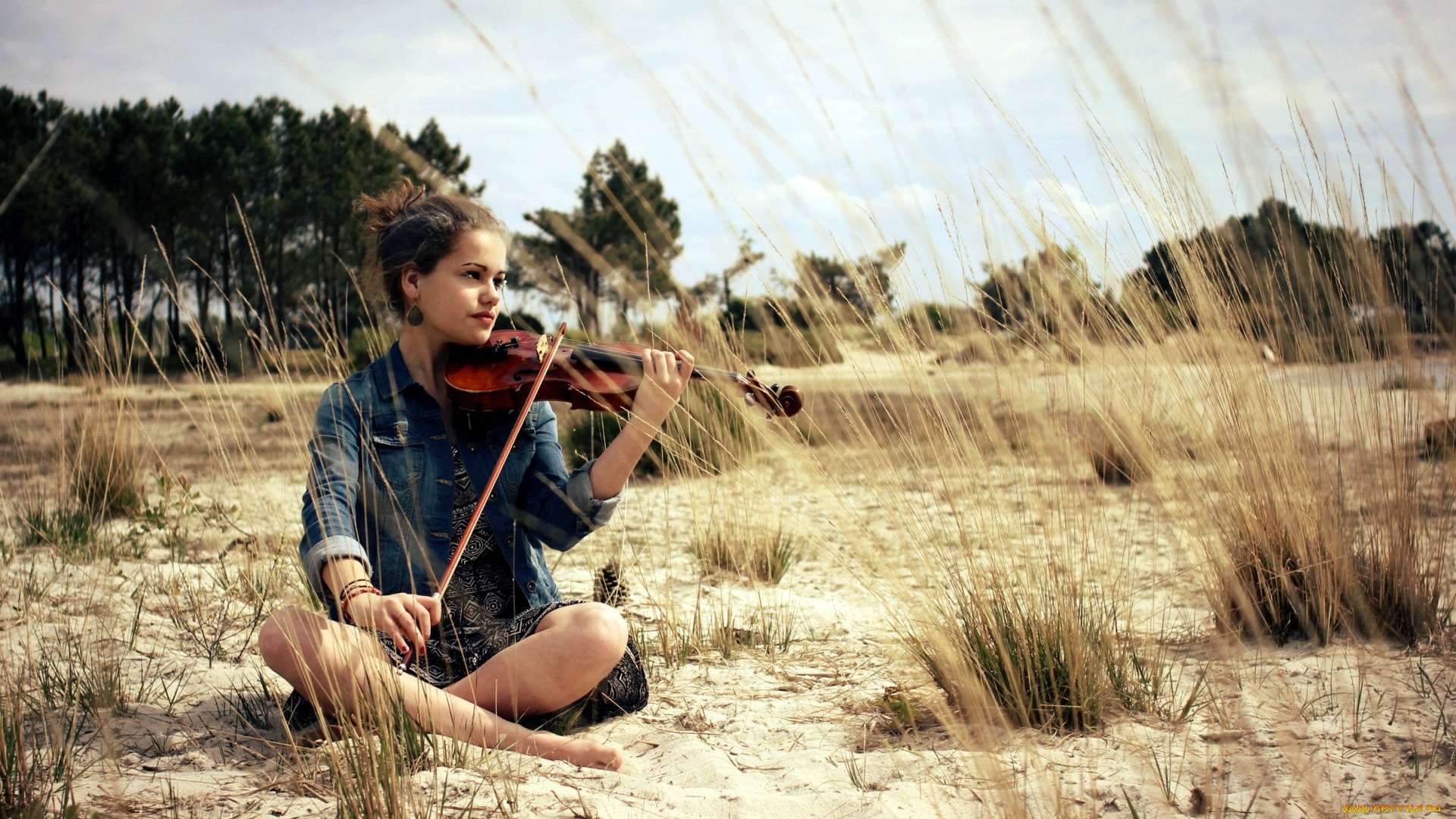 музыка, -другое, природа, скрипка, девушка