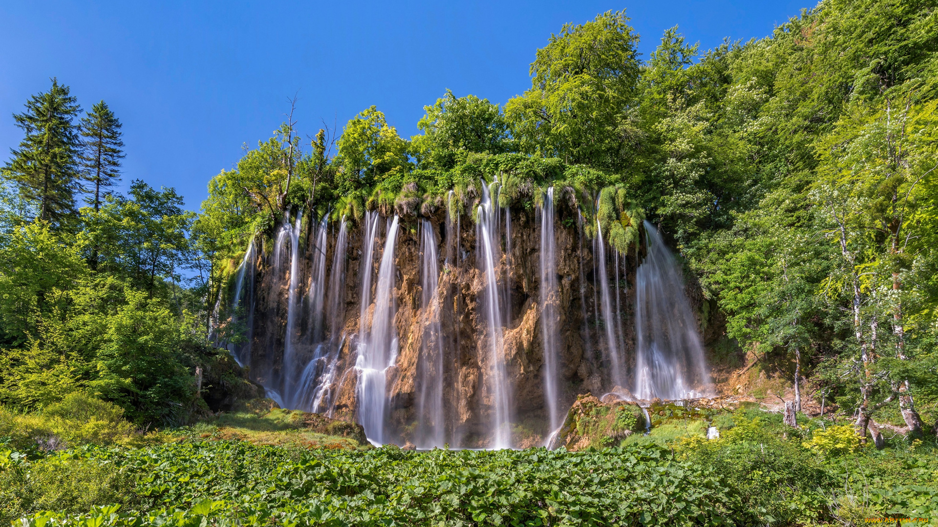 природа, водопады, деревья, скалы, водопад, хорватия, croatia, galovac