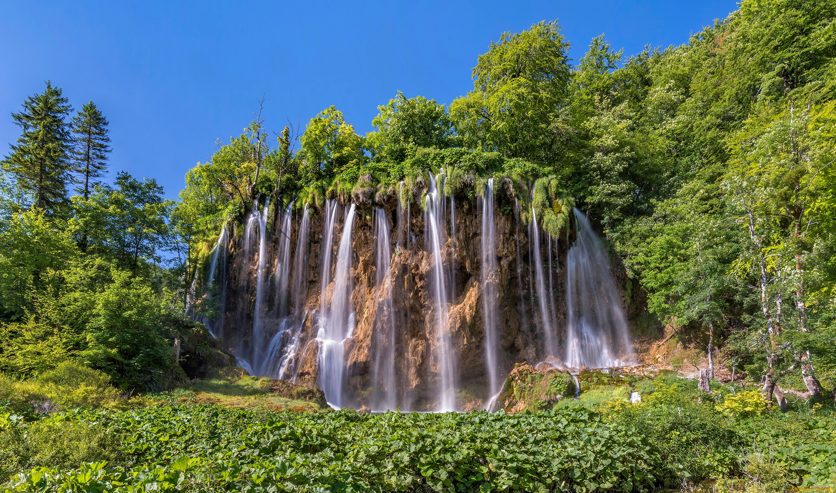 природа, водопады, деревья, скалы, водопад, хорватия, croatia, galovac