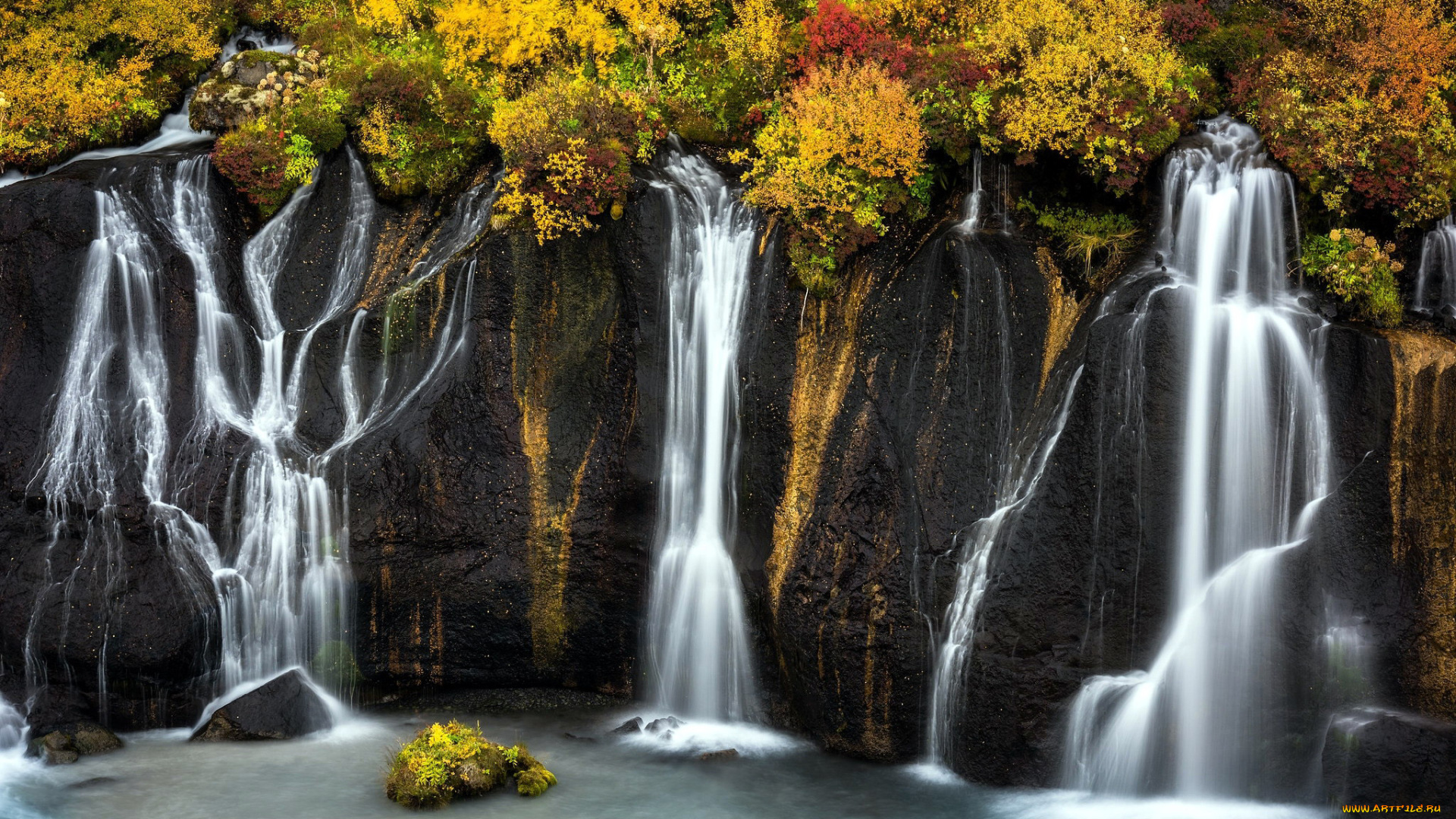 hraunfossar, iceland, природа, водопады