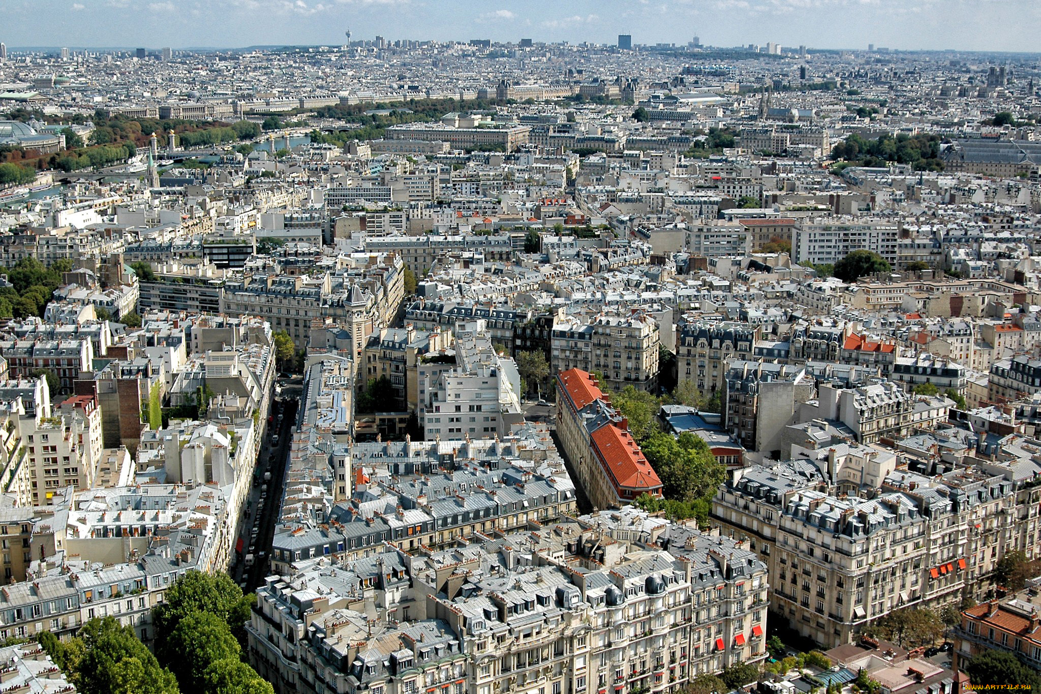 города, париж, , франция, панорама
