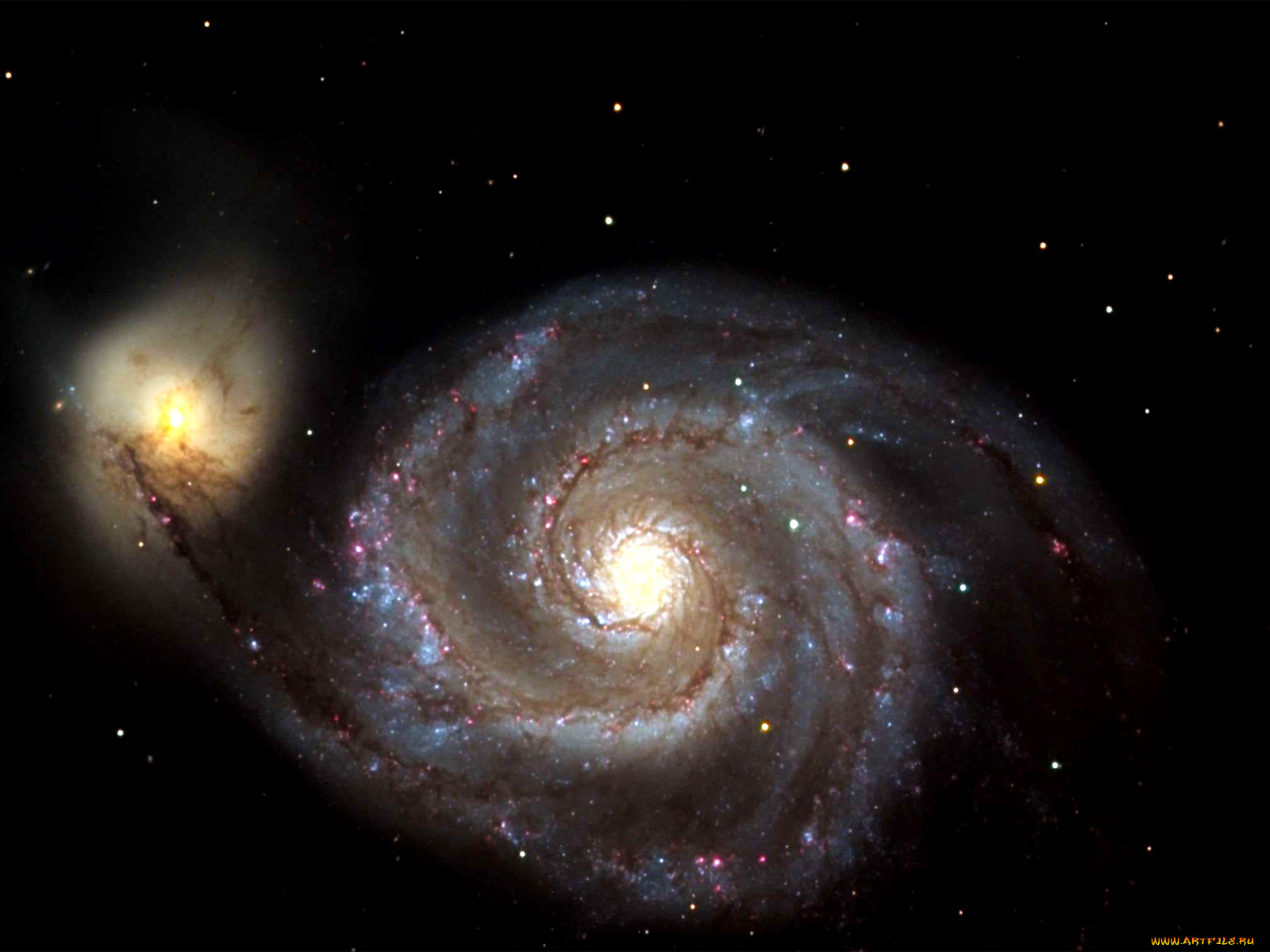 m51, космос, галактики, туманности