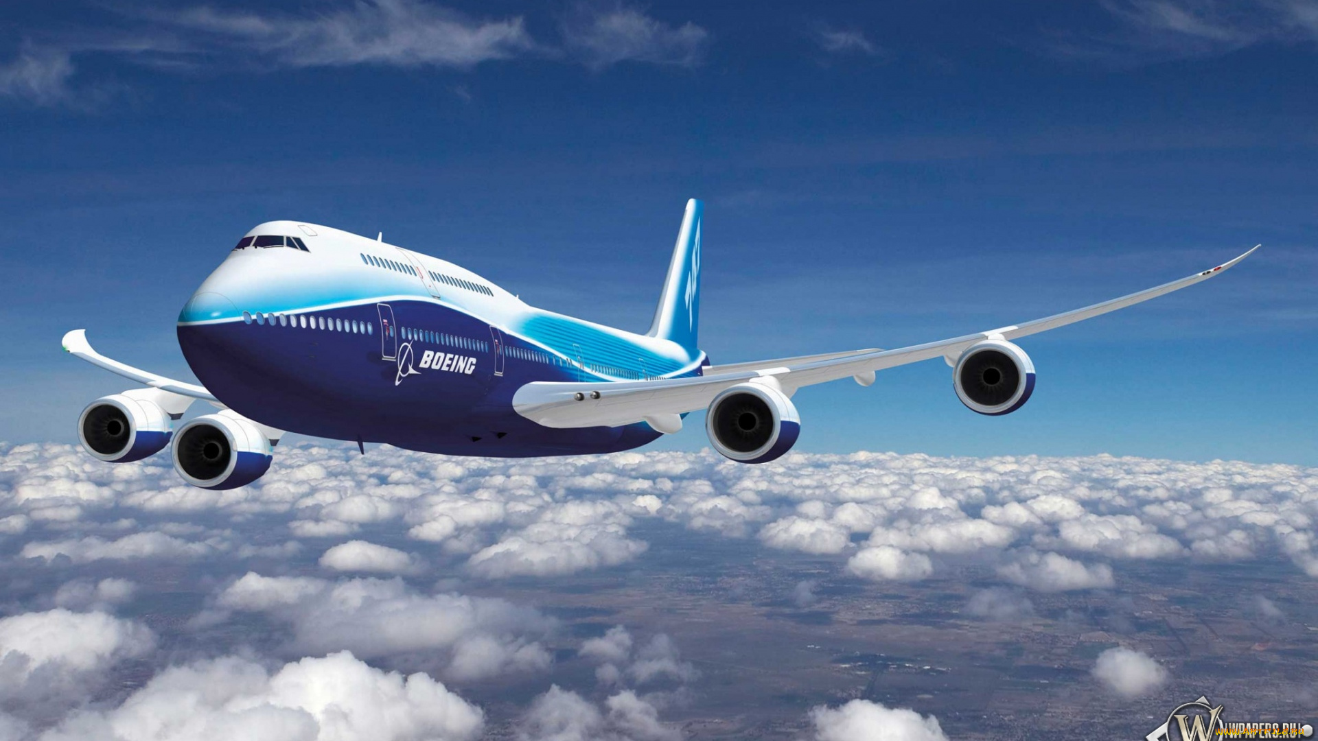 boeing, 747, авиация, 3д, рисованые, graphic, полет, лайнер