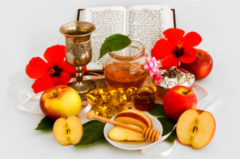 Картинка еда мёд +варенье +повидло +джем белый фон яблоки цветок книга