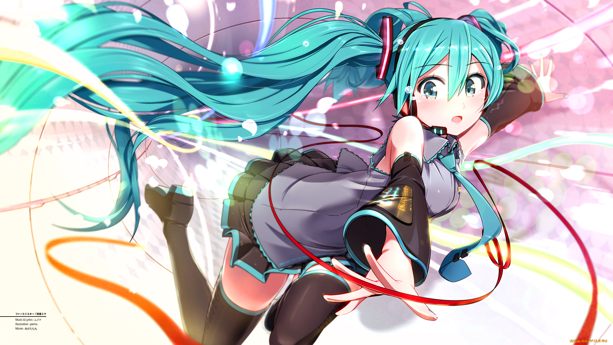 аниме, vocaloid, pomon, illust, hatsune, miku