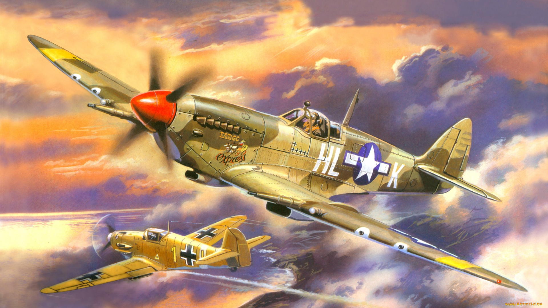 авиация, 3д, рисованые, v-graphic, арт, небо, воздушный, бой, самолёты, bf, -, 109e, 3, немецкий, истребитель
