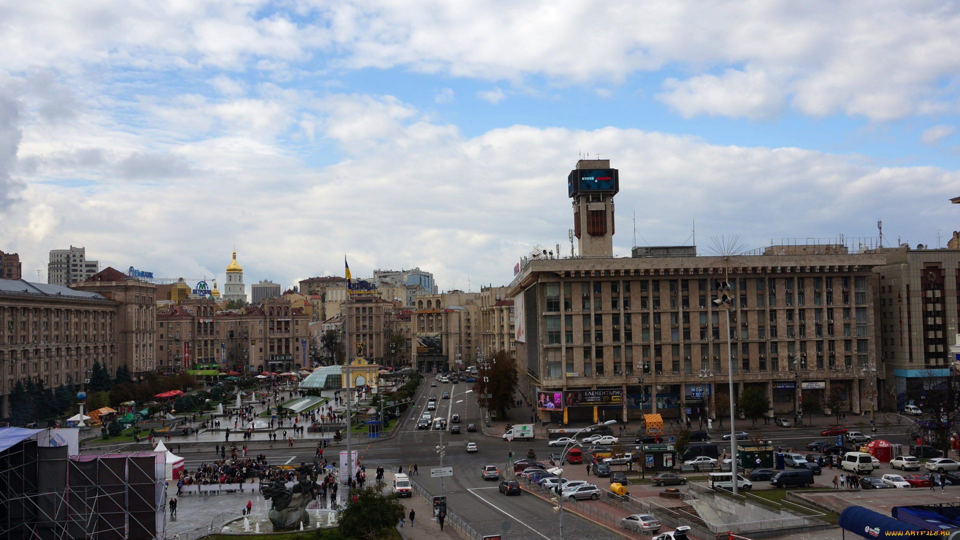 города, киев, , украина, независимости, площадь, киев