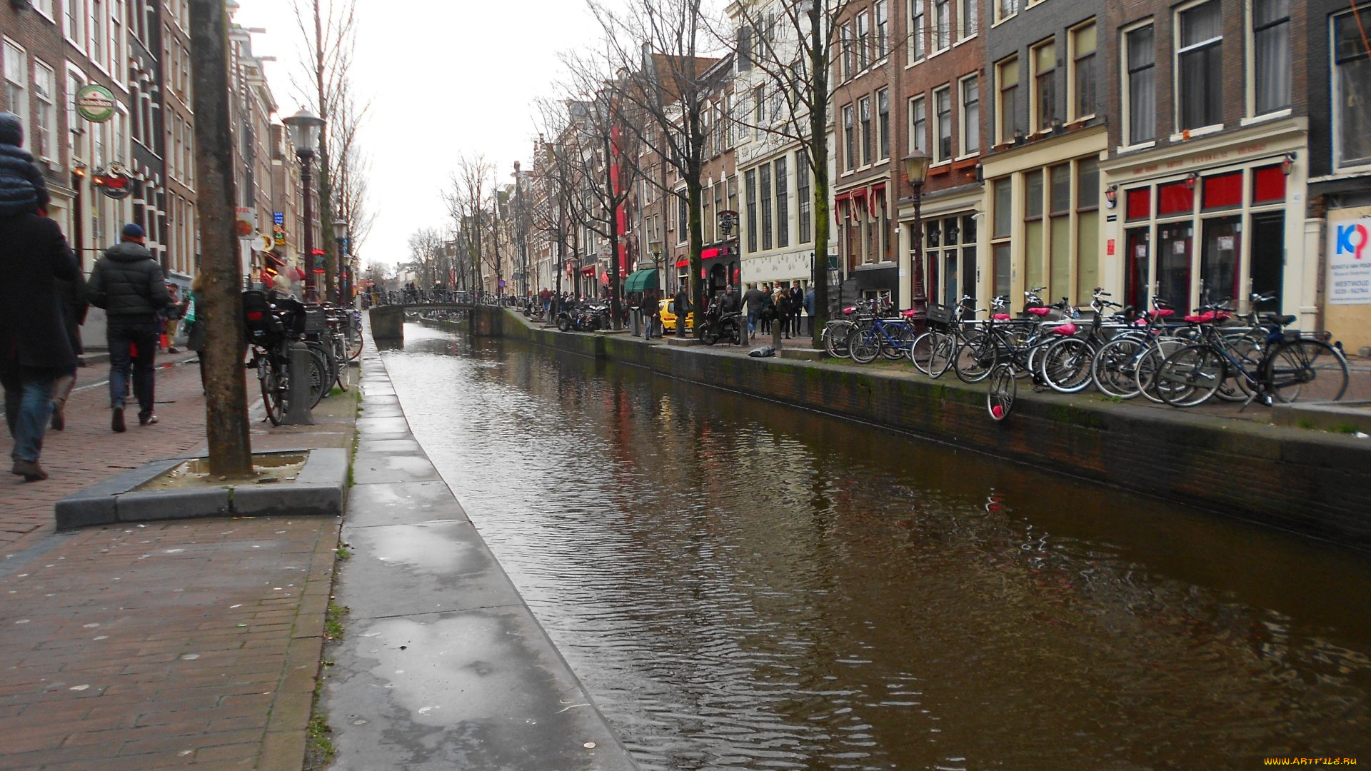города, амстердам, , нидерланды, мост, набережная, канал, велосипеды