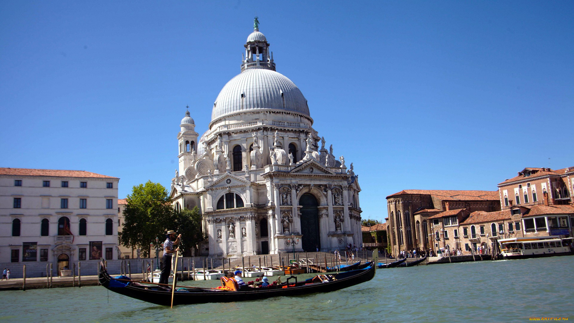 города, венеция, , италия, канал, собор, гондола