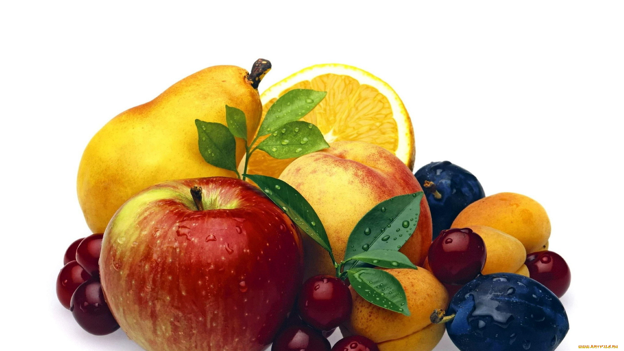 еда, фрукты, , ягоды, вишни, яблоко, сливы