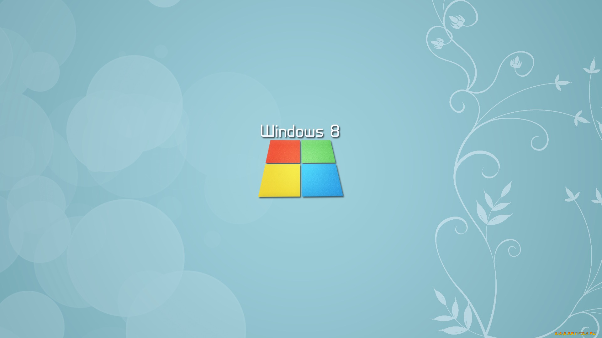 компьютеры, windows, 8, блики, голубой, надпись, логотип, растение