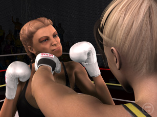 Картинка 3д+графика спорт+ sport девушки бокс взгляд фон ринг