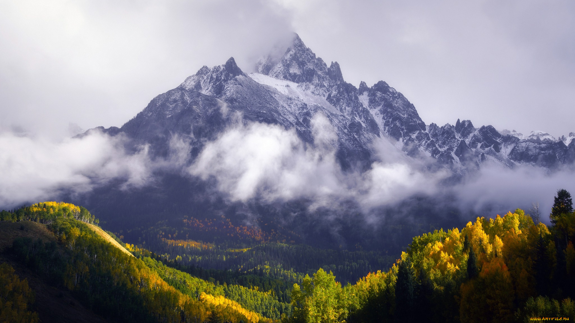 природа, горы, гора, осень, лес