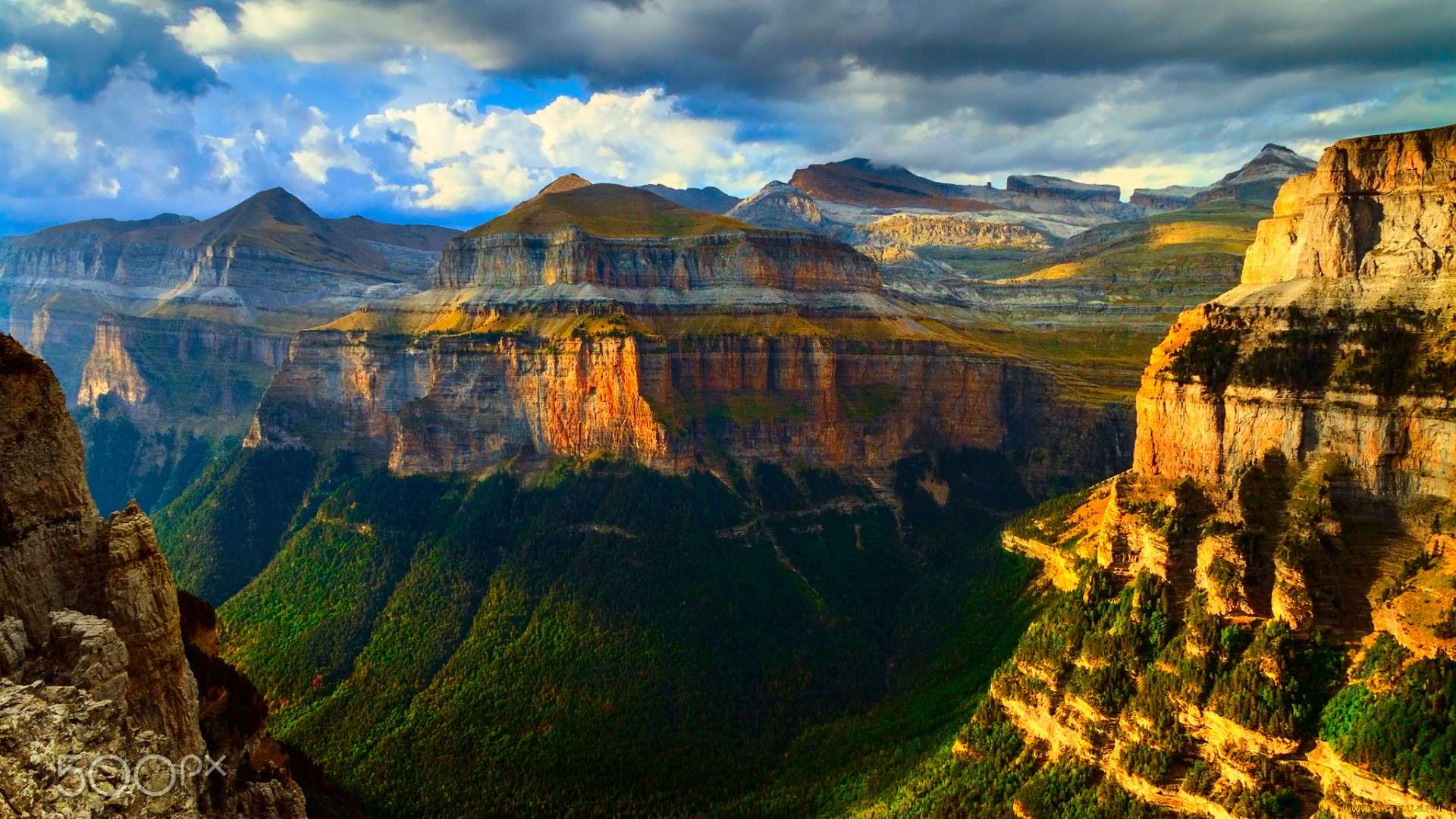 природа, горы, каньон, скалы, свет