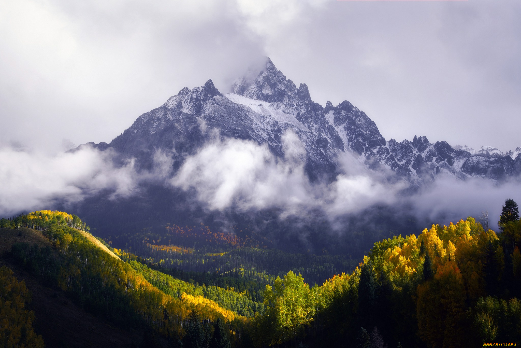 природа, горы, гора, осень, лес