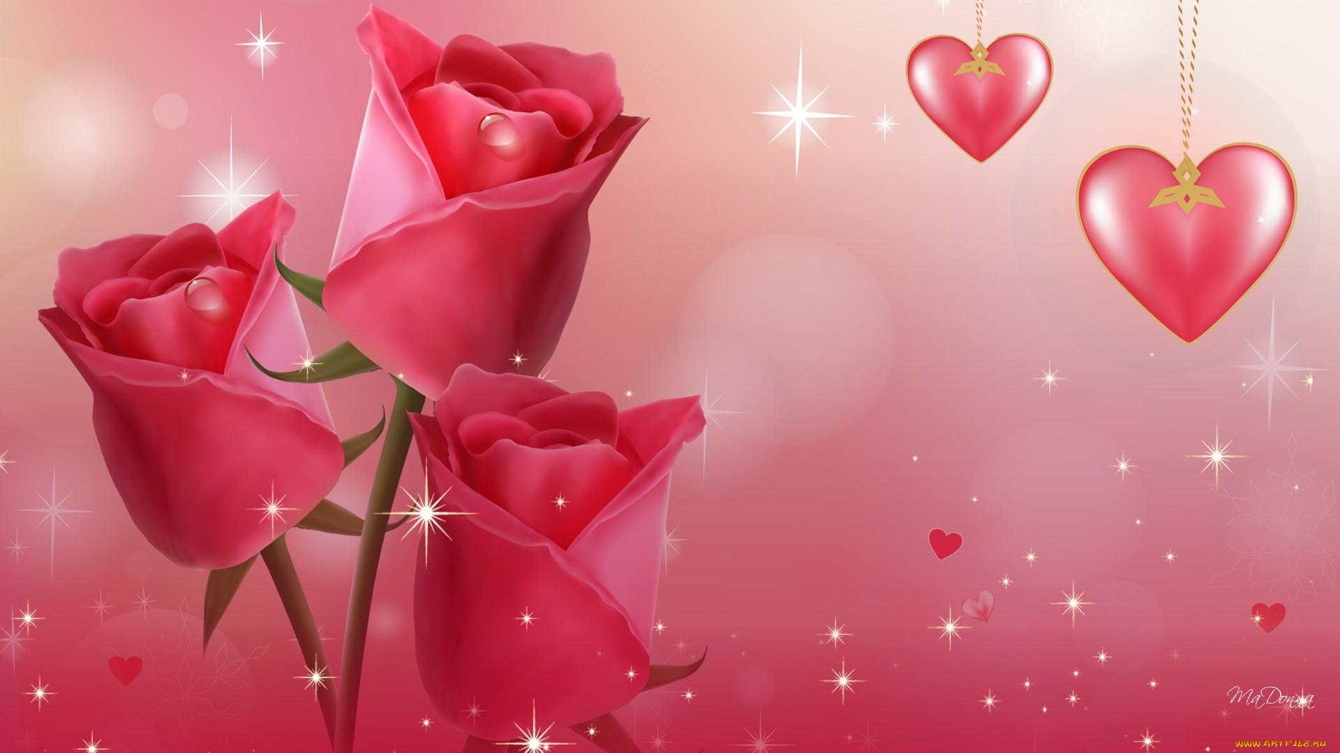 праздничные, день, святого, валентина, , сердечки, , любовь, капли, розы, сердечки