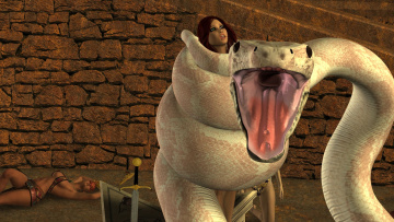 Картинка 3д+графика фантазия+ fantasy фон взгляд девушка змея