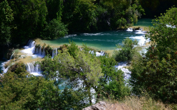 обоя природа, водопады, водопад, вода, зелень
