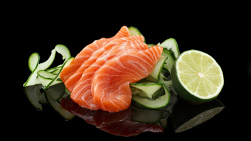Картинка еда рыбные+блюда +с+морепродуктами лайм лосось