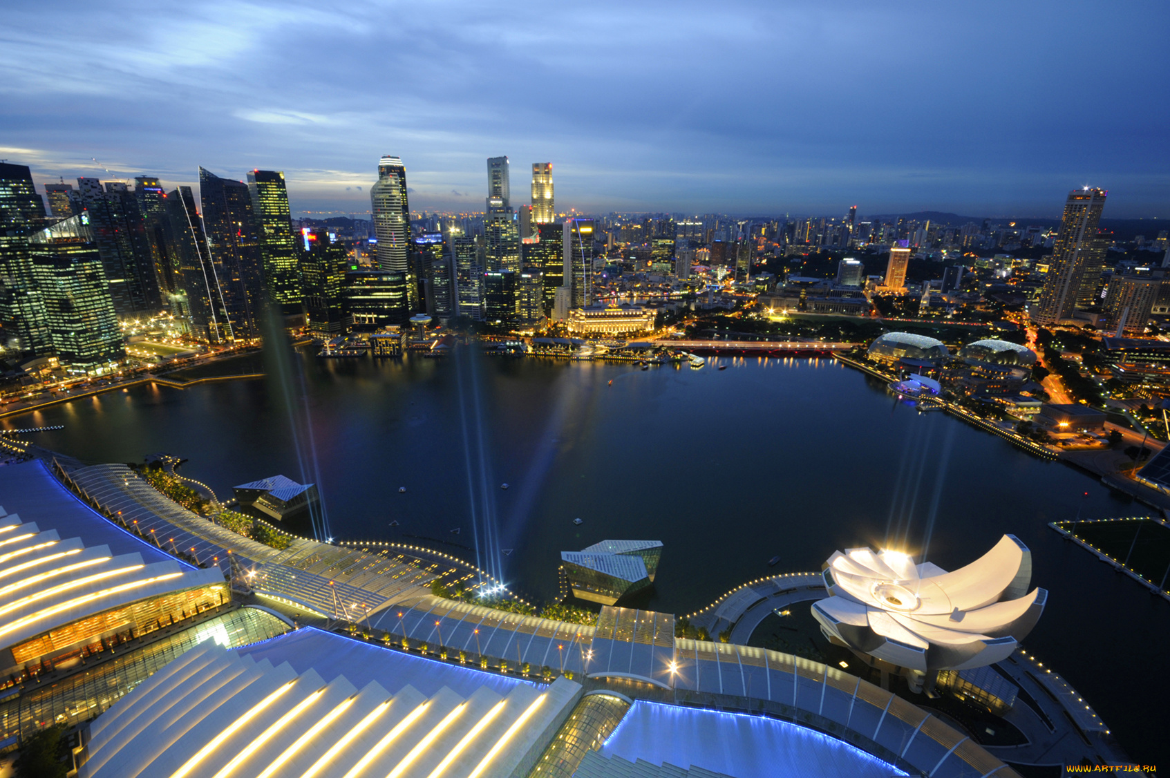 города, сингапур, ночь
