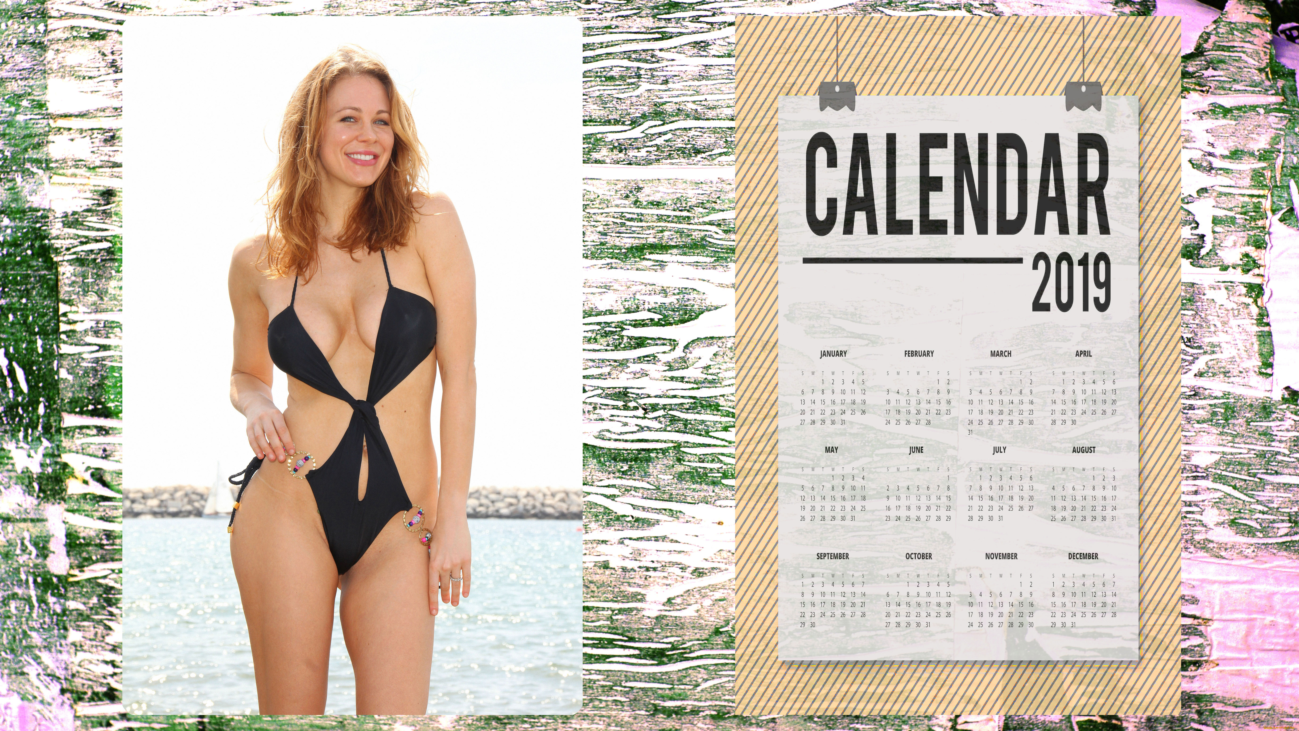 календари, девушки, взгляд, женщина, купальник
