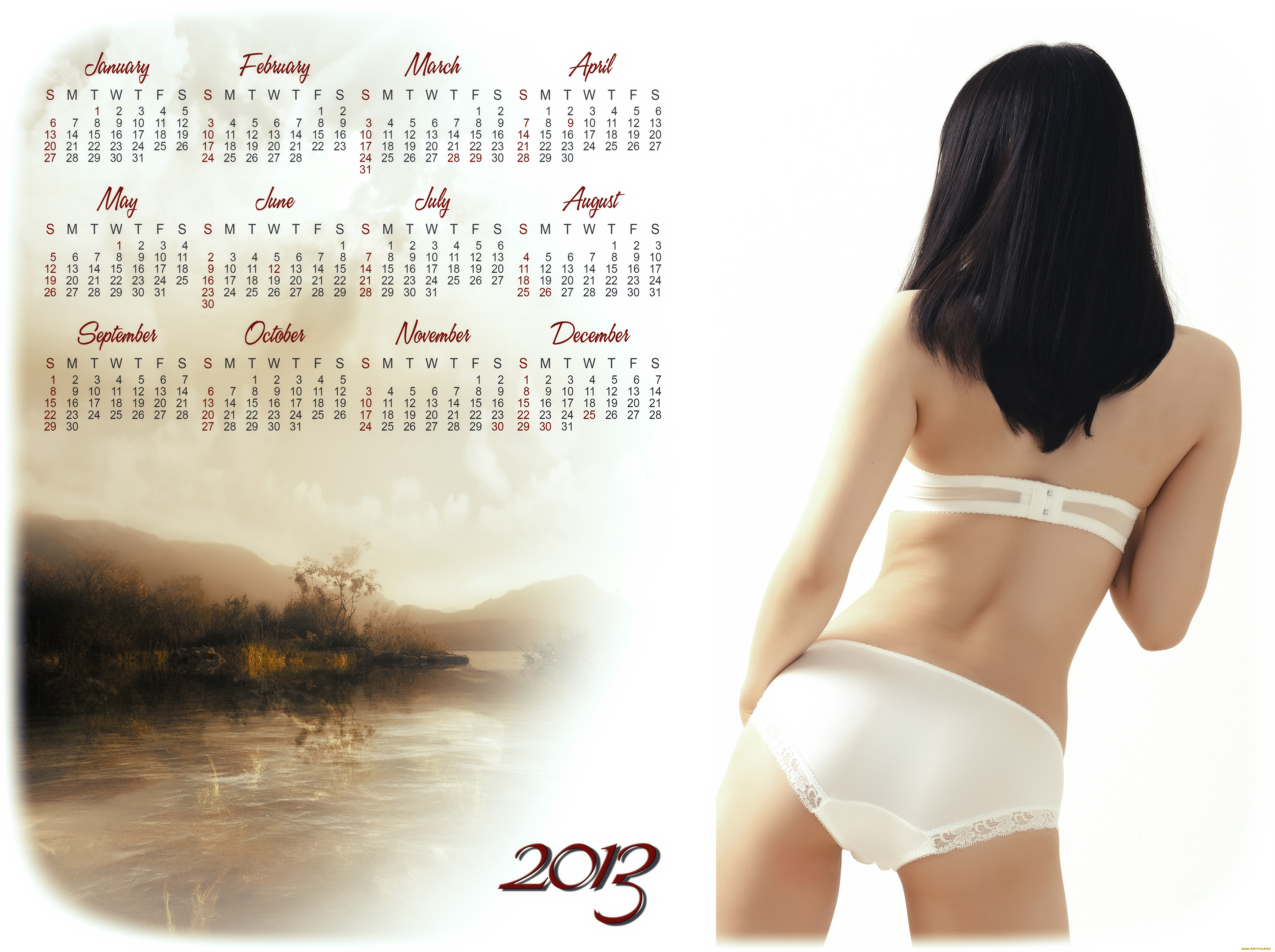 календари, девушки, белье