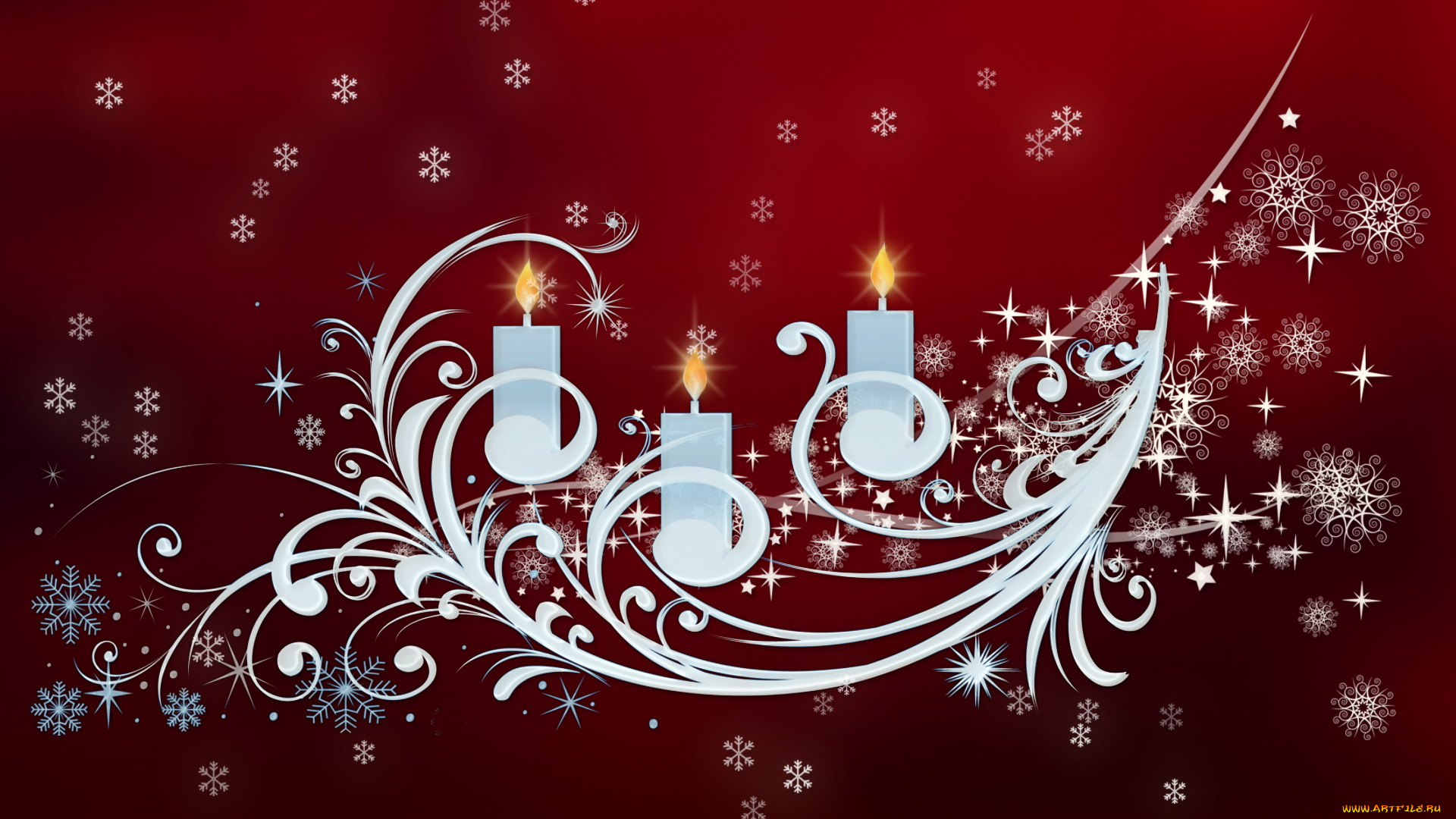 праздничные, векторная, графика, новый, год, снежинки, свечи