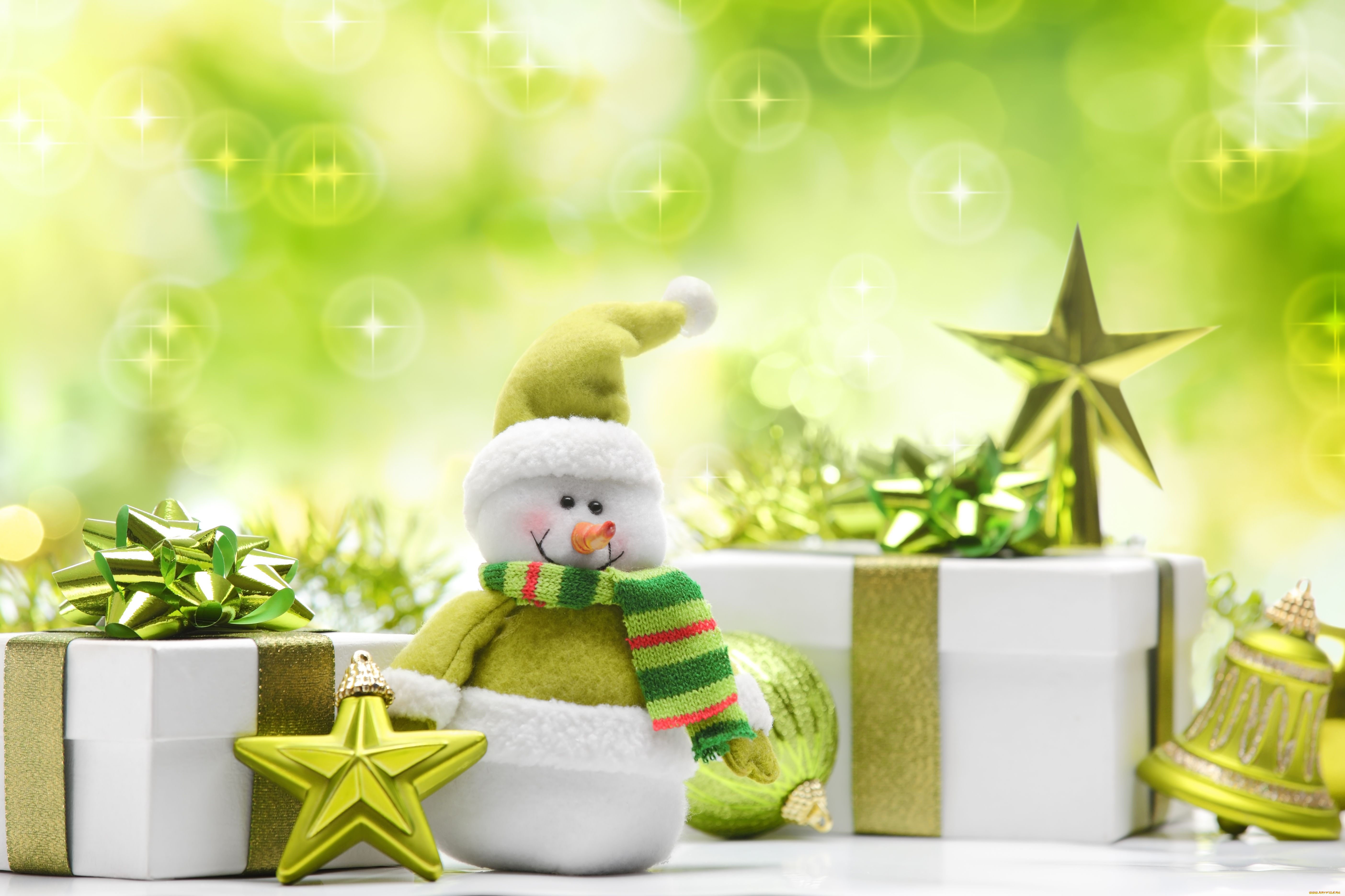праздничные, разное, новый, год, игрушки, снеговик, коробки, подарки