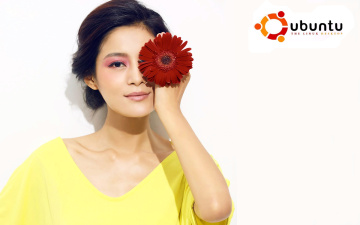 Картинка компьютеры ubuntu linux девушка азиатка цветок