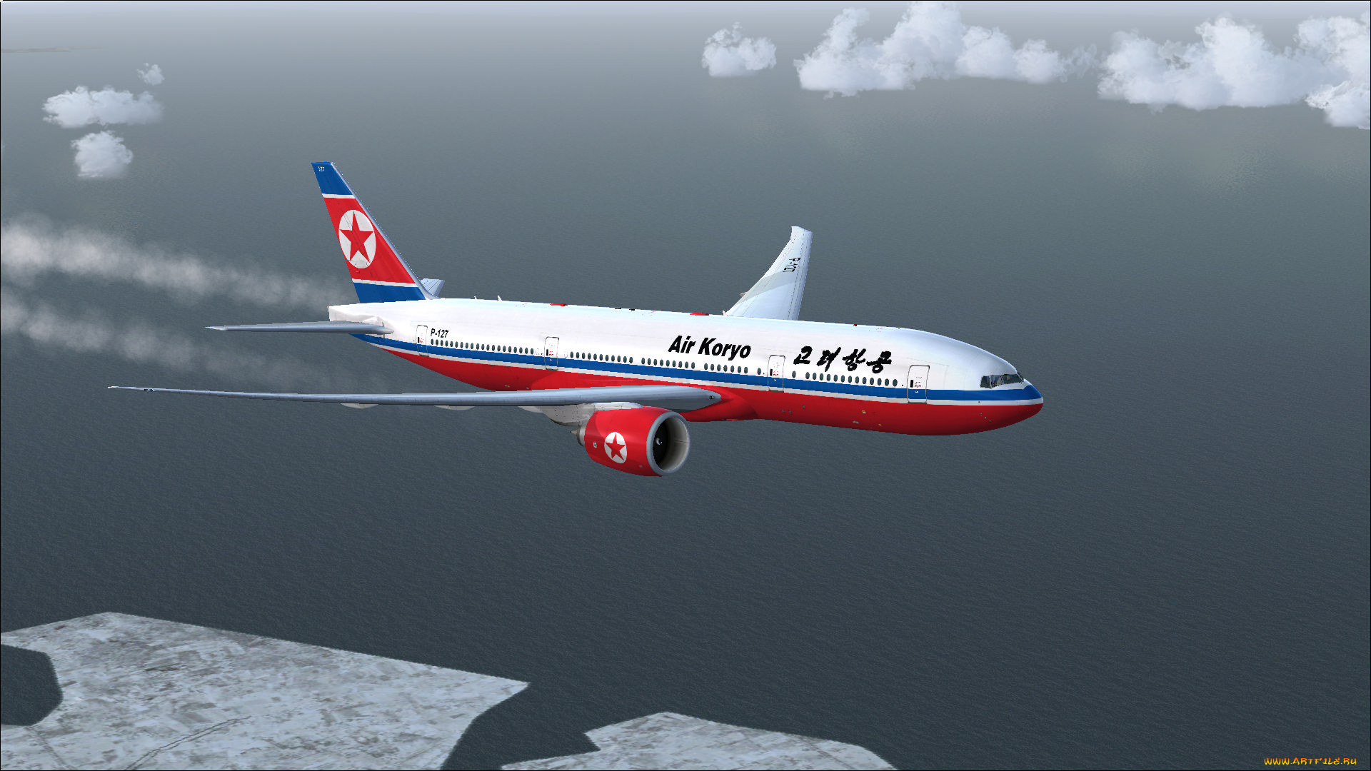 boeing, 777-200lr, air, koryo, авиация, пассажирские, самолёты, самолет, полет, льды, море
