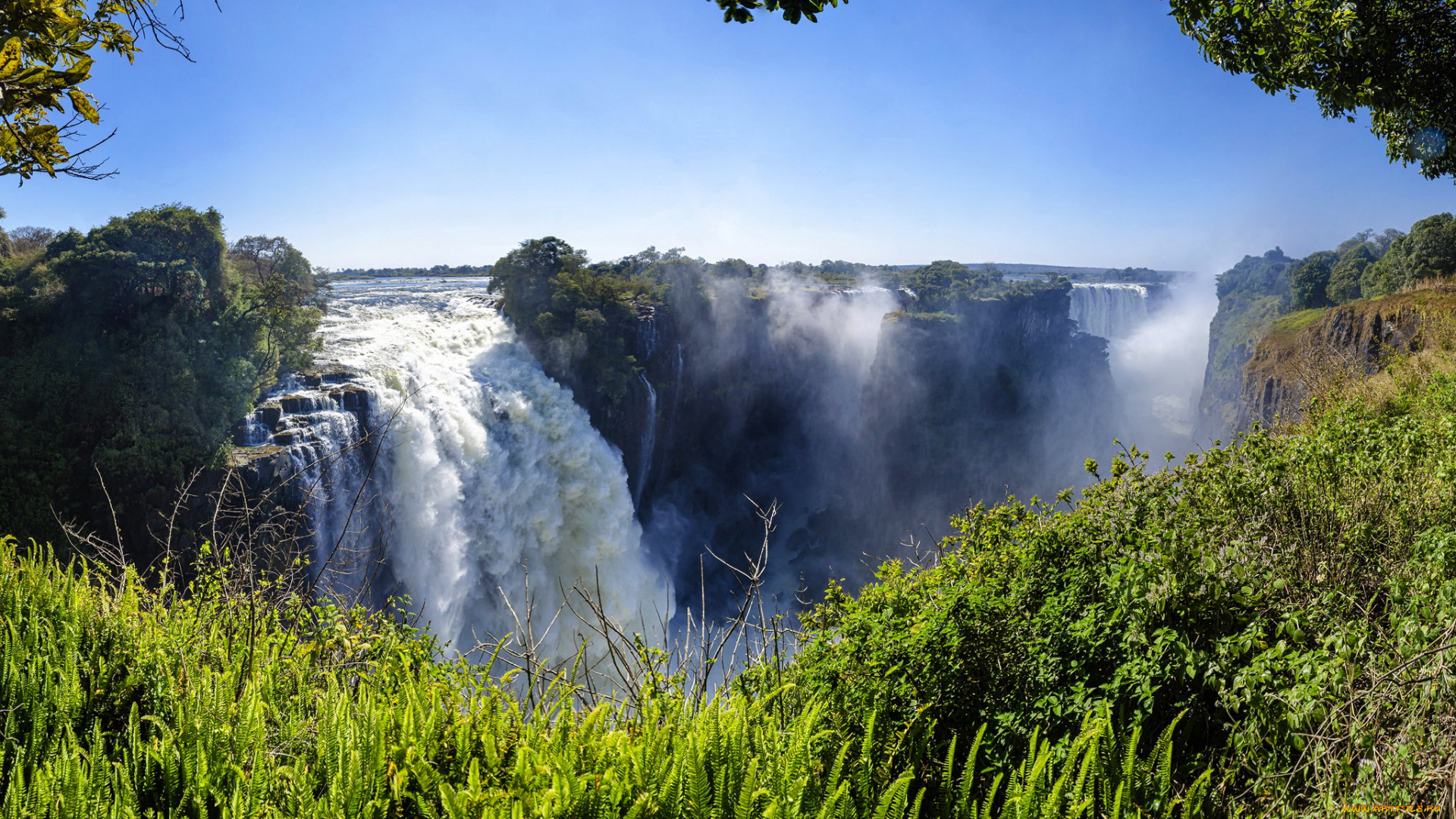 природа, водопады, скалы, бурный, поток, африка, zimbabwe, victoria, falls, водопад, зелень