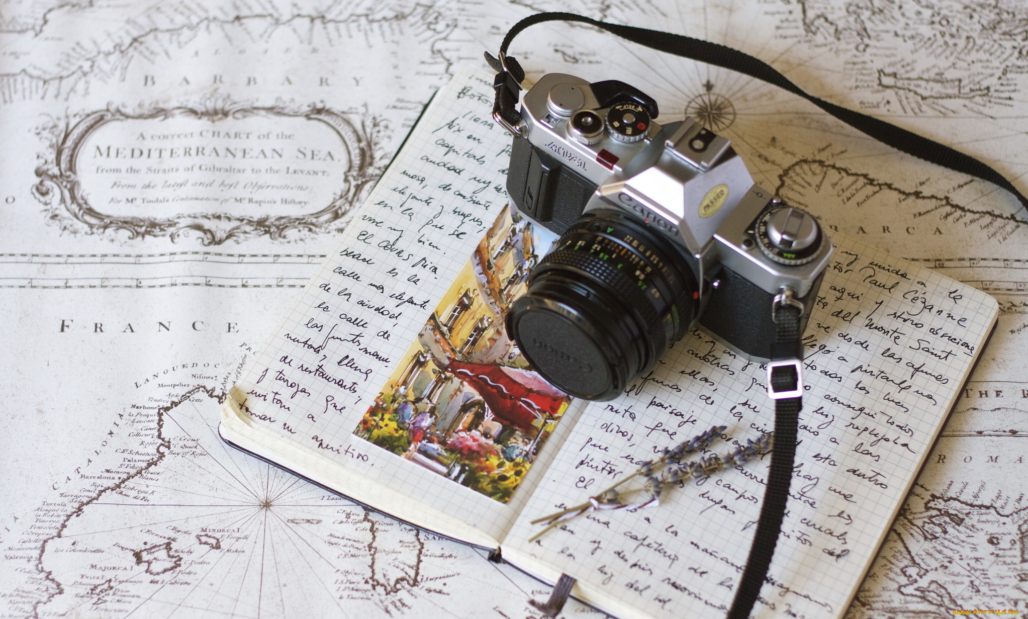 бренды, canon, цветы, карта, тетрадь, дневник, камера, фотоаппарат